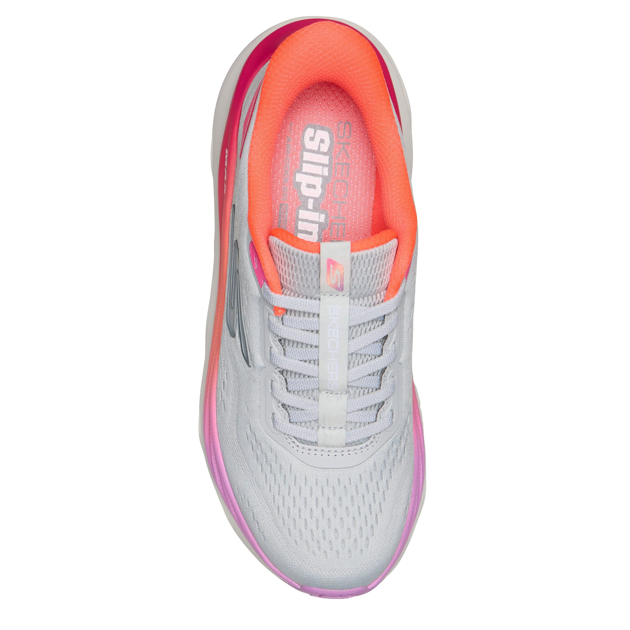 SKECHERS-WOMENS SLIP-IN MAX RUN RUNNING SHOE-GREY & MULTICOLOR
