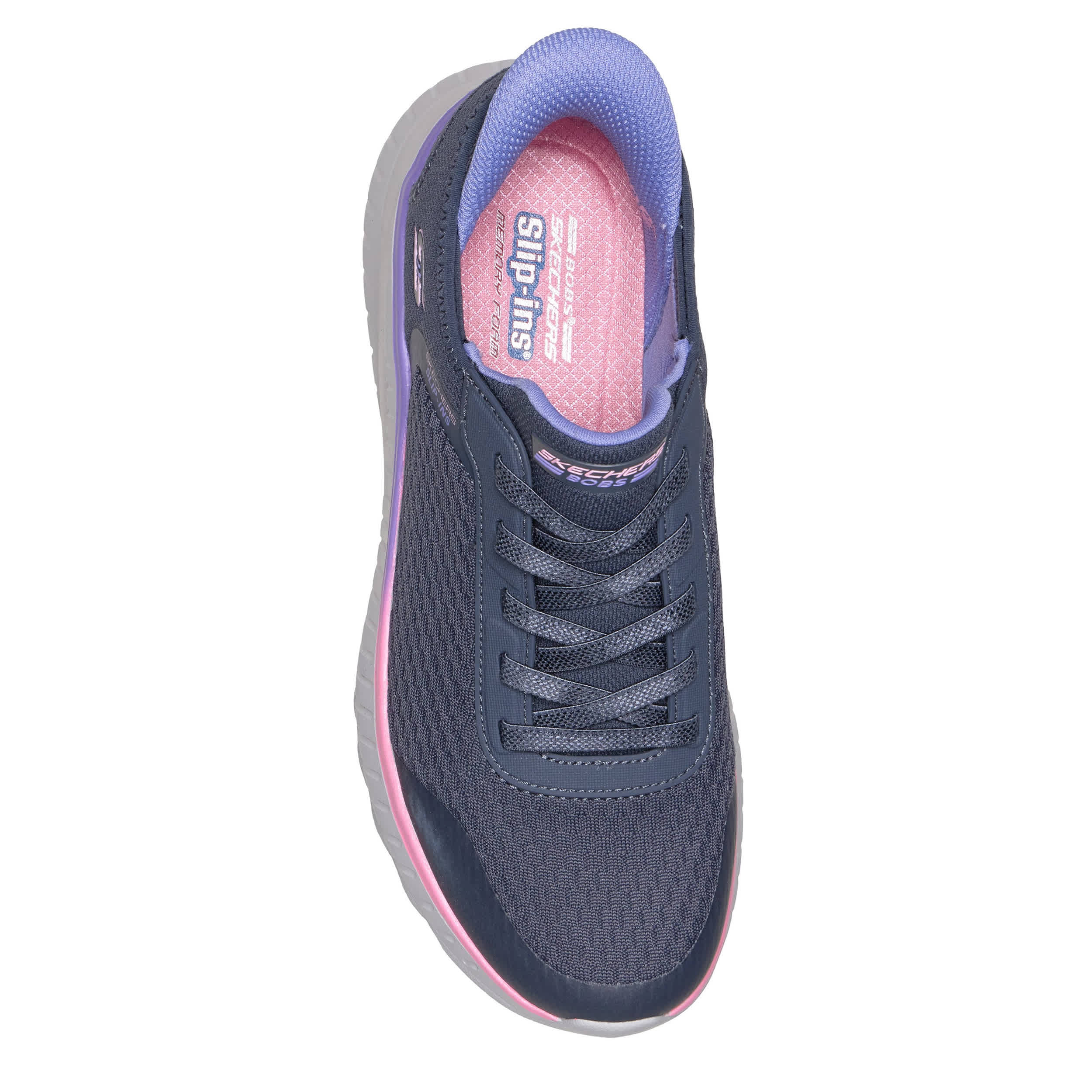 SKECHERS-WOMENS SLIP-INS SQUAD CHAOS SNEAKER-DARK GREY & MULTICOLOR
