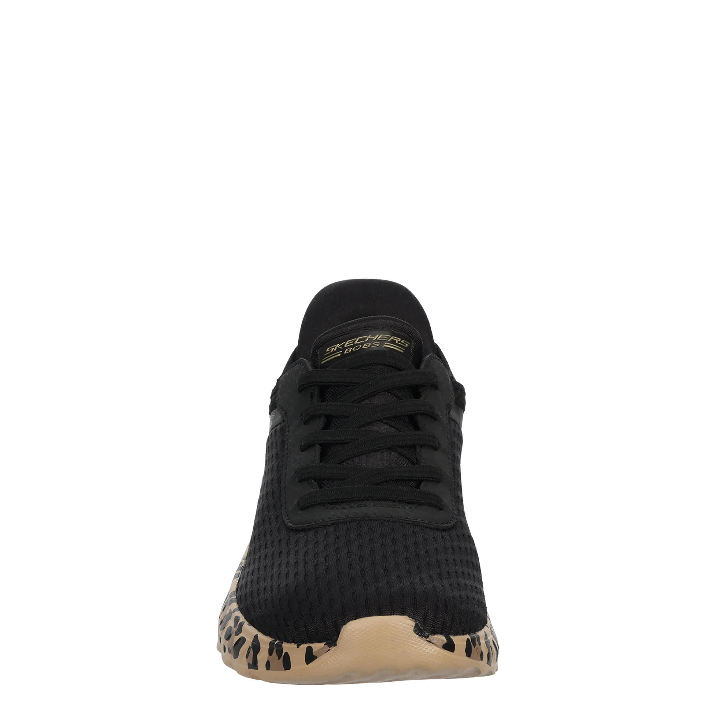 SKECHERS-WOMENS SLIP-INS SQUAD CHAOS SNEAKER-BLACK & ANIMAL