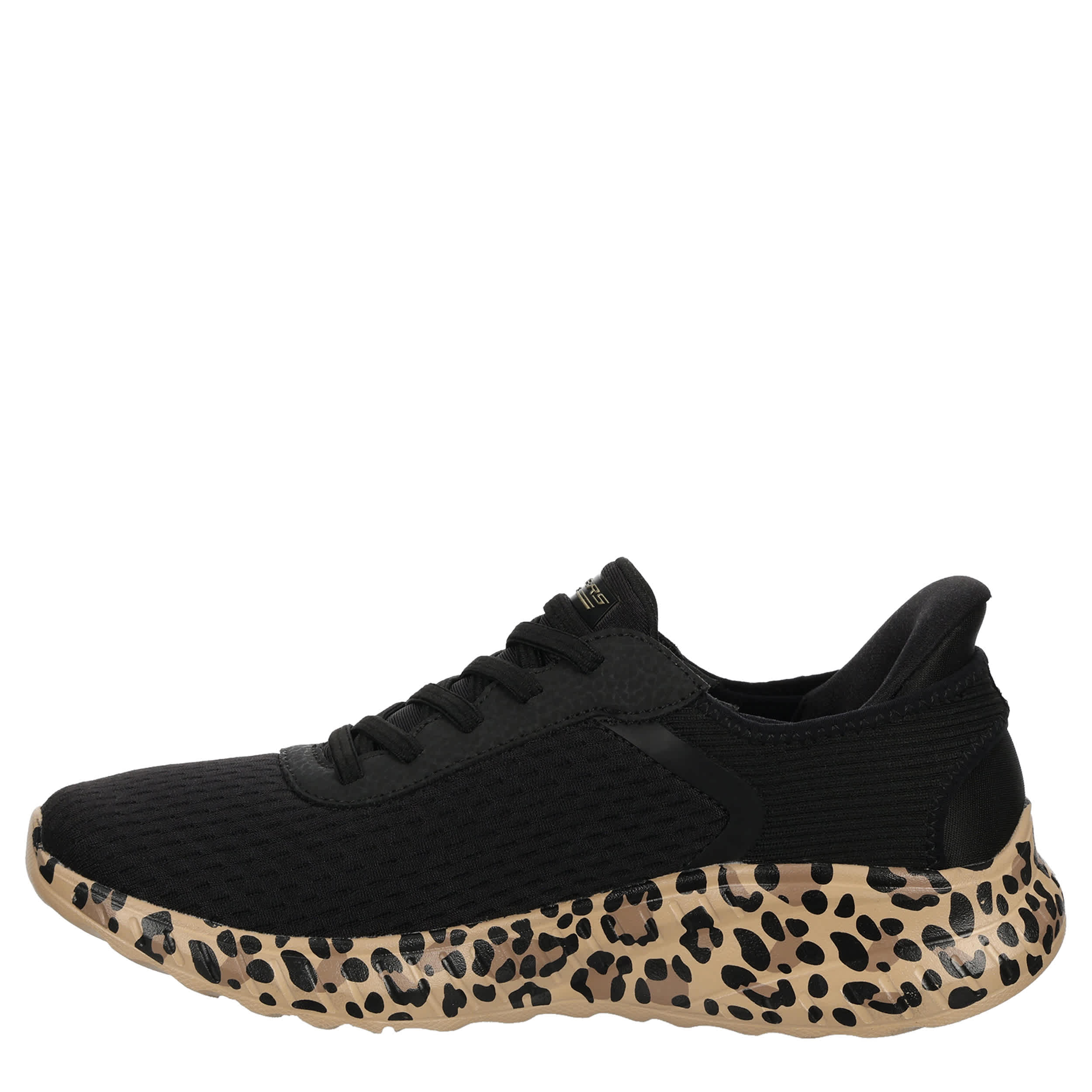 SKECHERS-WOMENS SLIP-INS SQUAD CHAOS SNEAKER-BLACK & ANIMAL