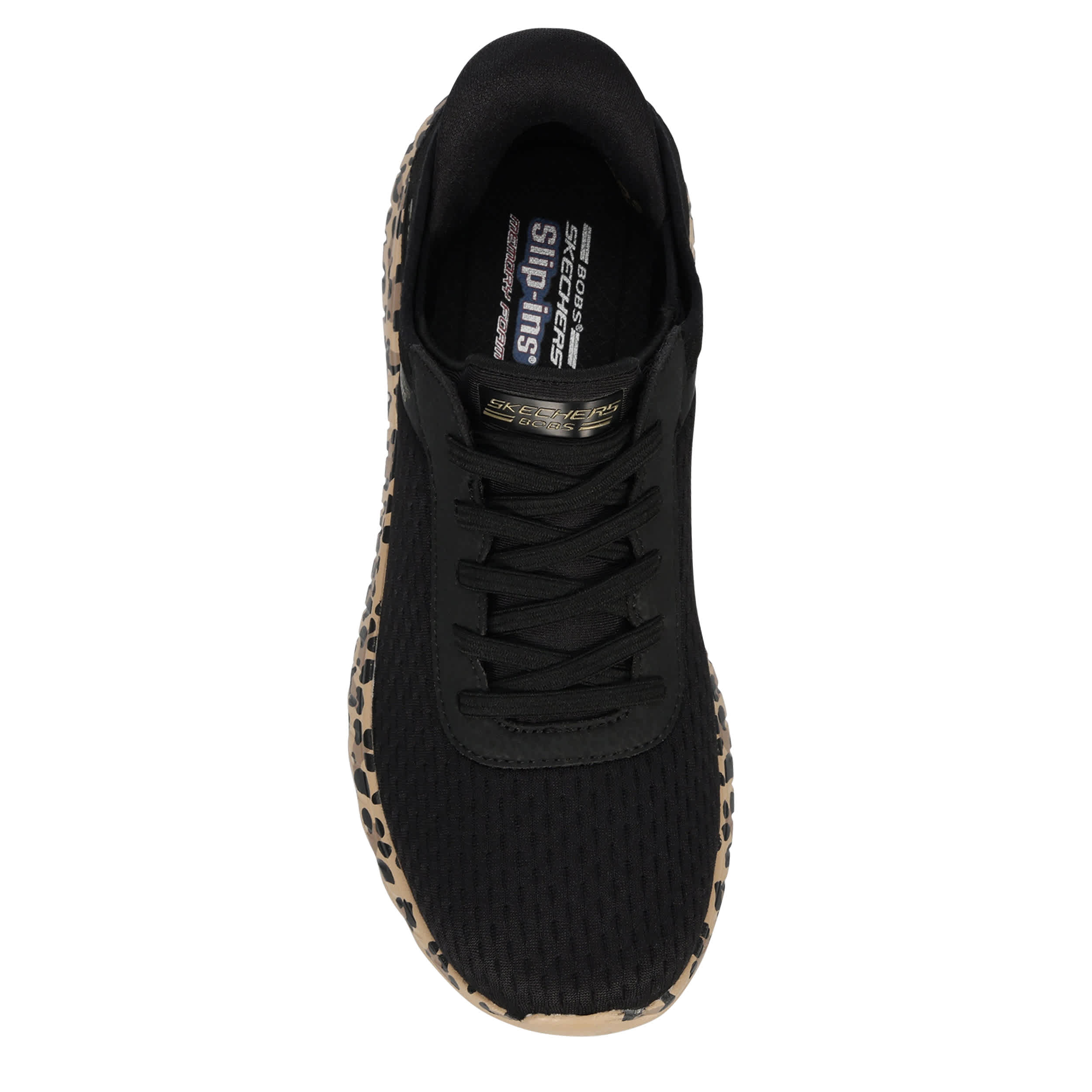 SKECHERS-WOMENS SLIP-INS SQUAD CHAOS SNEAKER-BLACK & ANIMAL