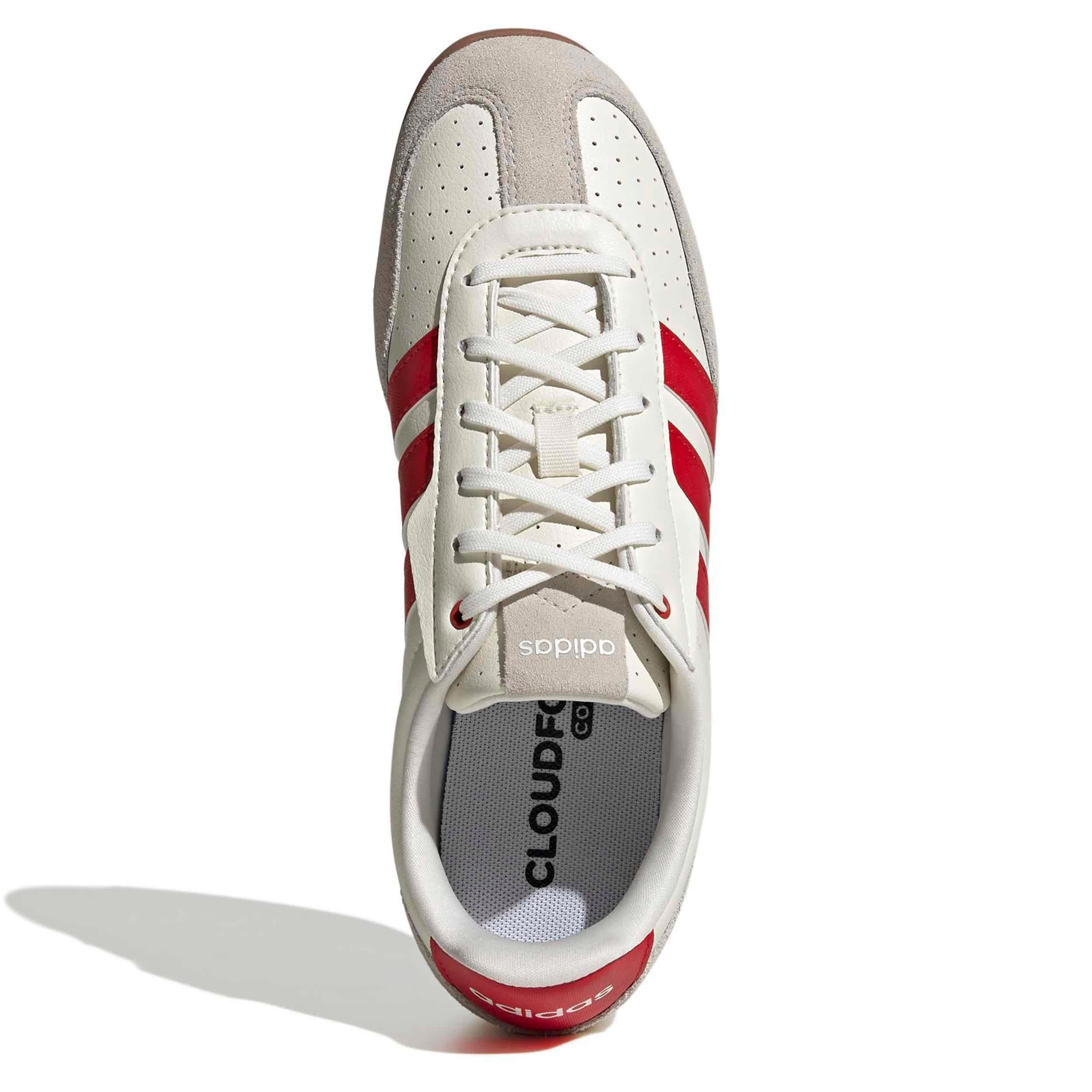 ADIDAS-WOMENS BARREDA LO SNEAKER-OFF WHITE & RED