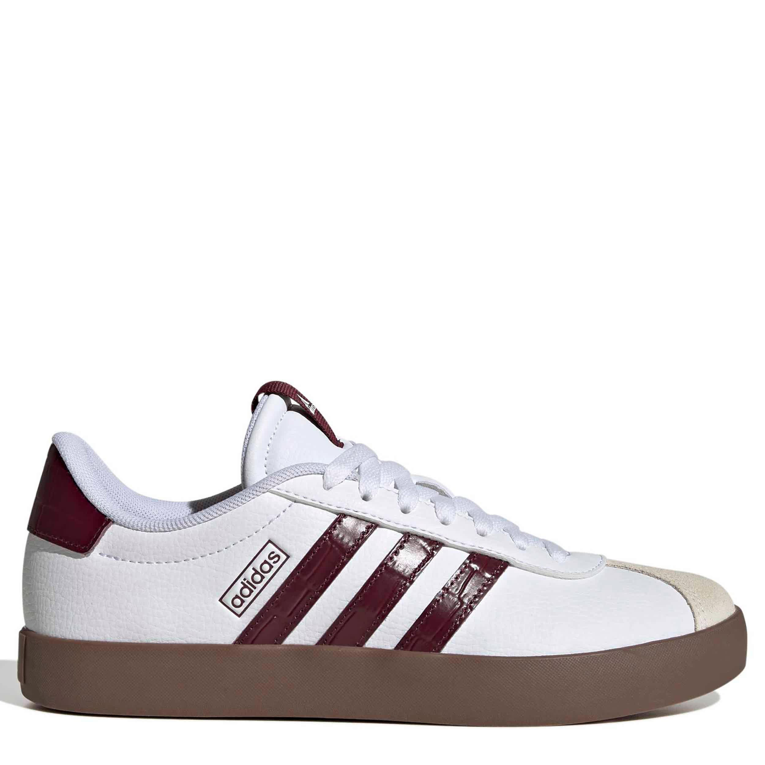 ADIDAS-WOMENS VL COURT 3.0 SNEAKER-WHITE & BURGUNDY