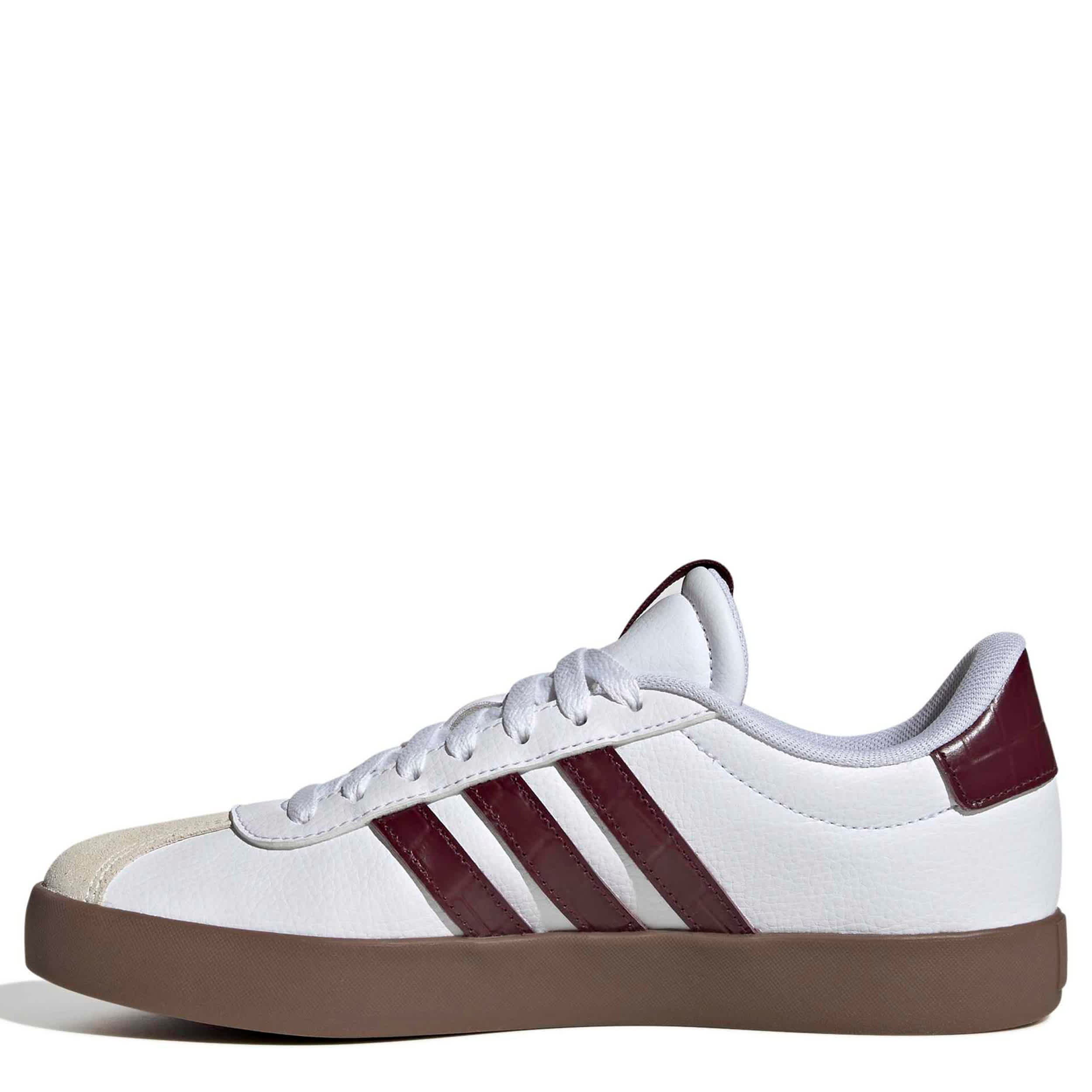 ADIDAS-WOMENS VL COURT 3.0 SNEAKER-WHITE & BURGUNDY
