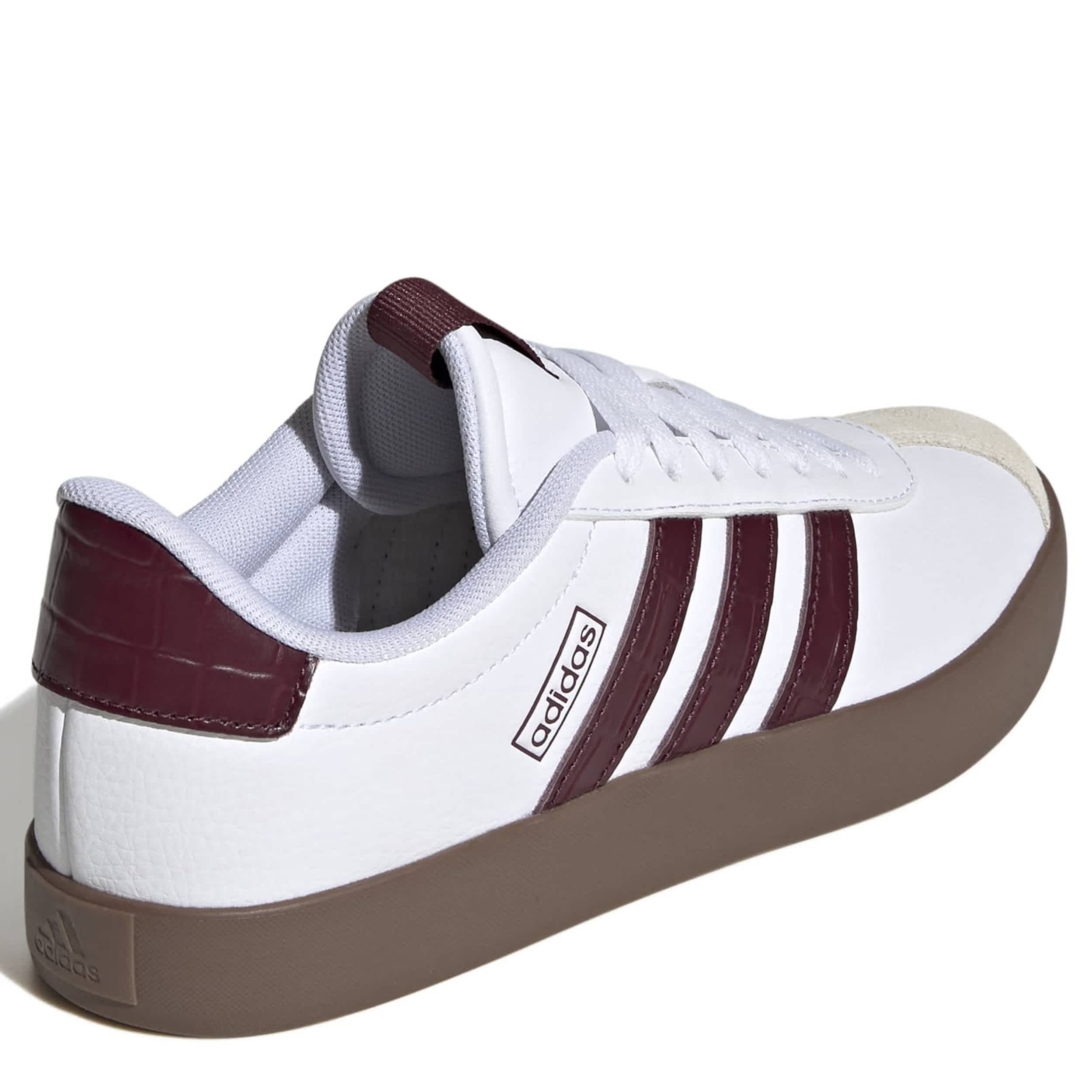 ADIDAS-WOMENS VL COURT 3.0 SNEAKER-WHITE & BURGUNDY