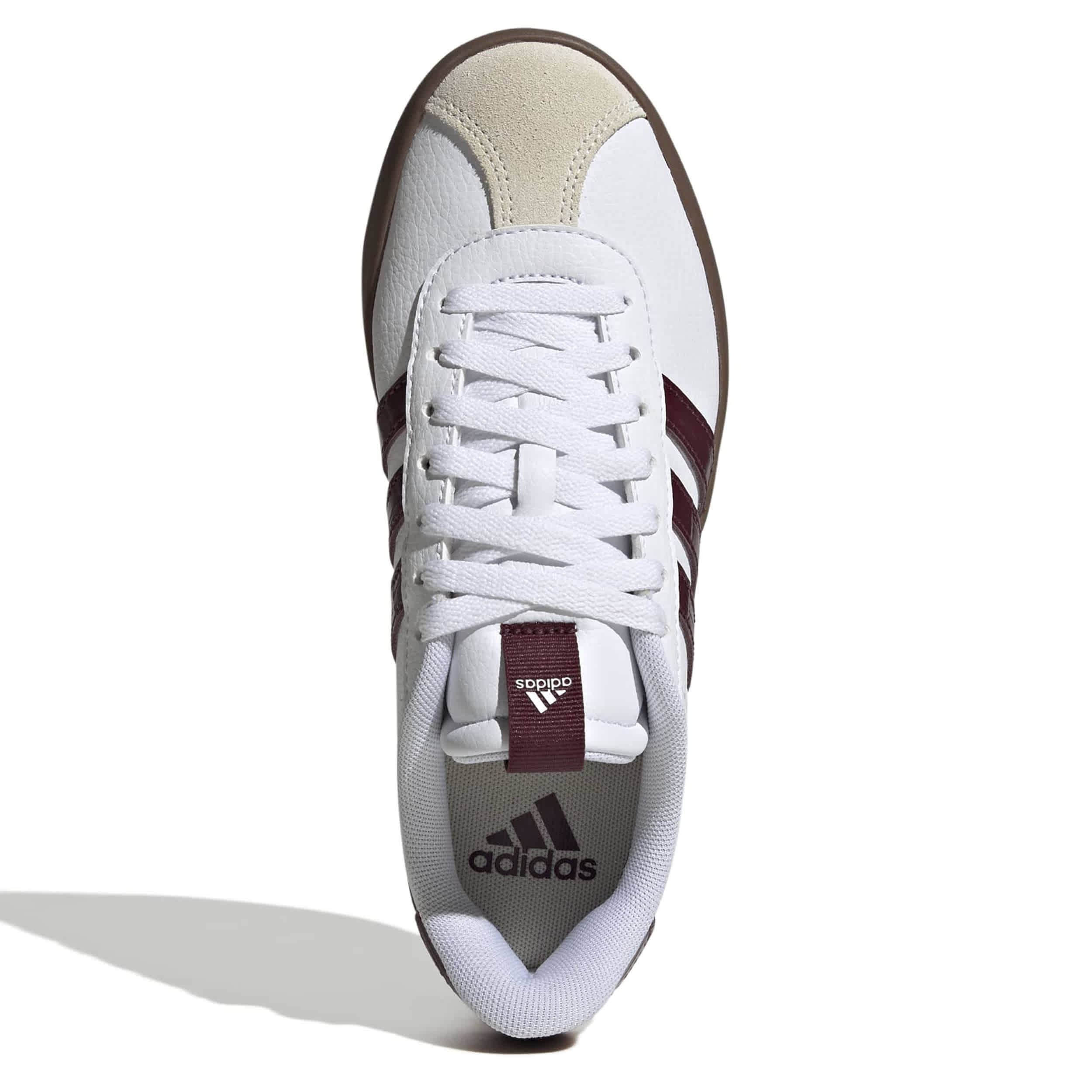 ADIDAS-WOMENS VL COURT 3.0 SNEAKER-WHITE & BURGUNDY