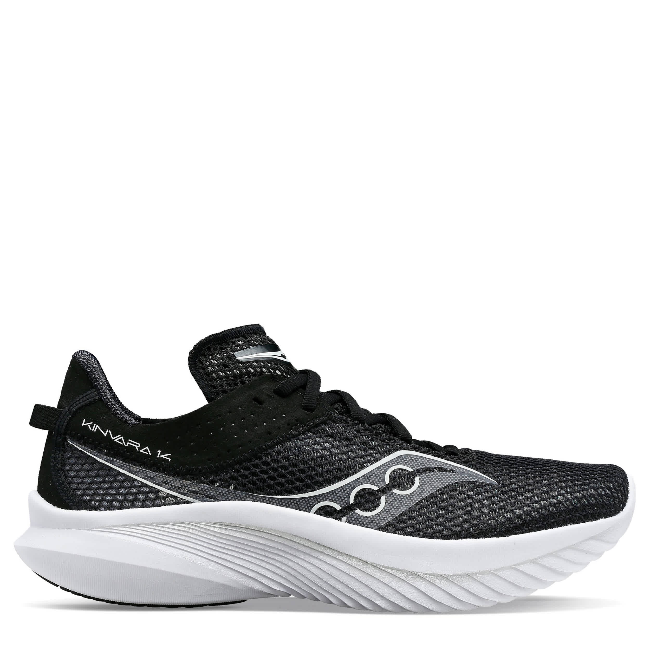 SAUCONY-WOMENS KINVARA 14 RUNNING SHOE-BLACK & WHITE