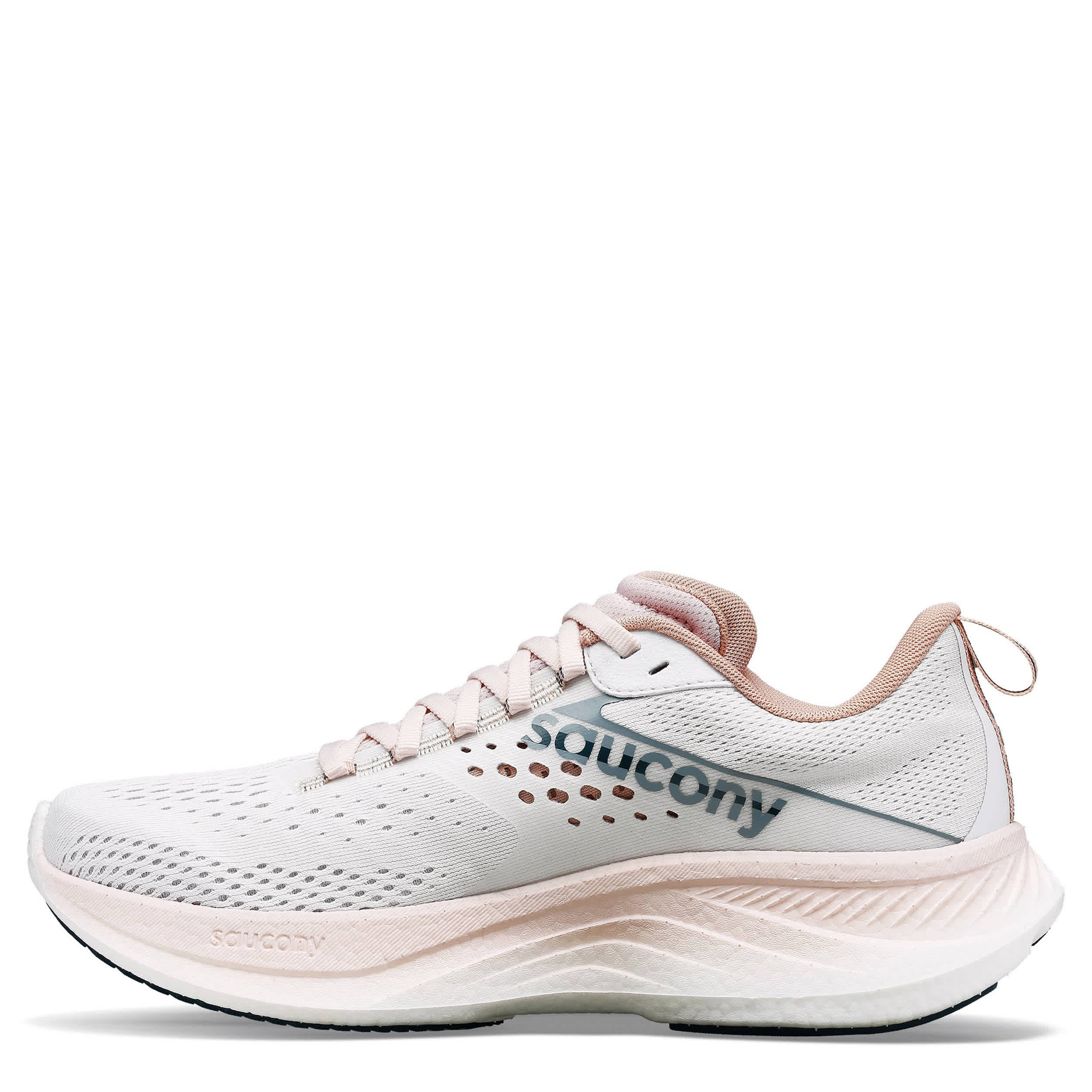 SAUCONY-WOMENS RIDE 17 RUNNING SHOE-OFF WHITE & TAN