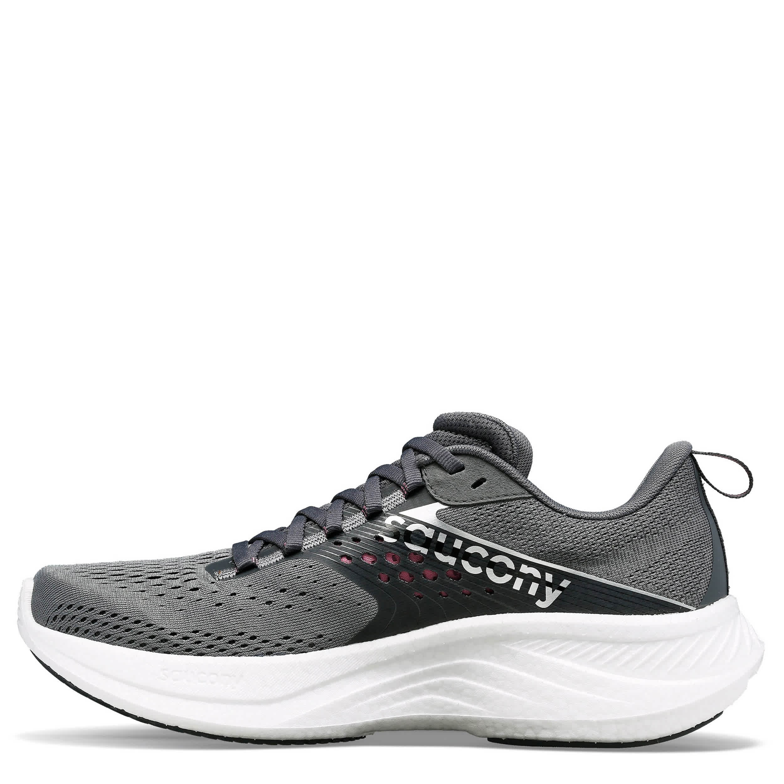 SAUCONY-WOMENS RIDE 17 RUNNING SHOE-GREY & PINK