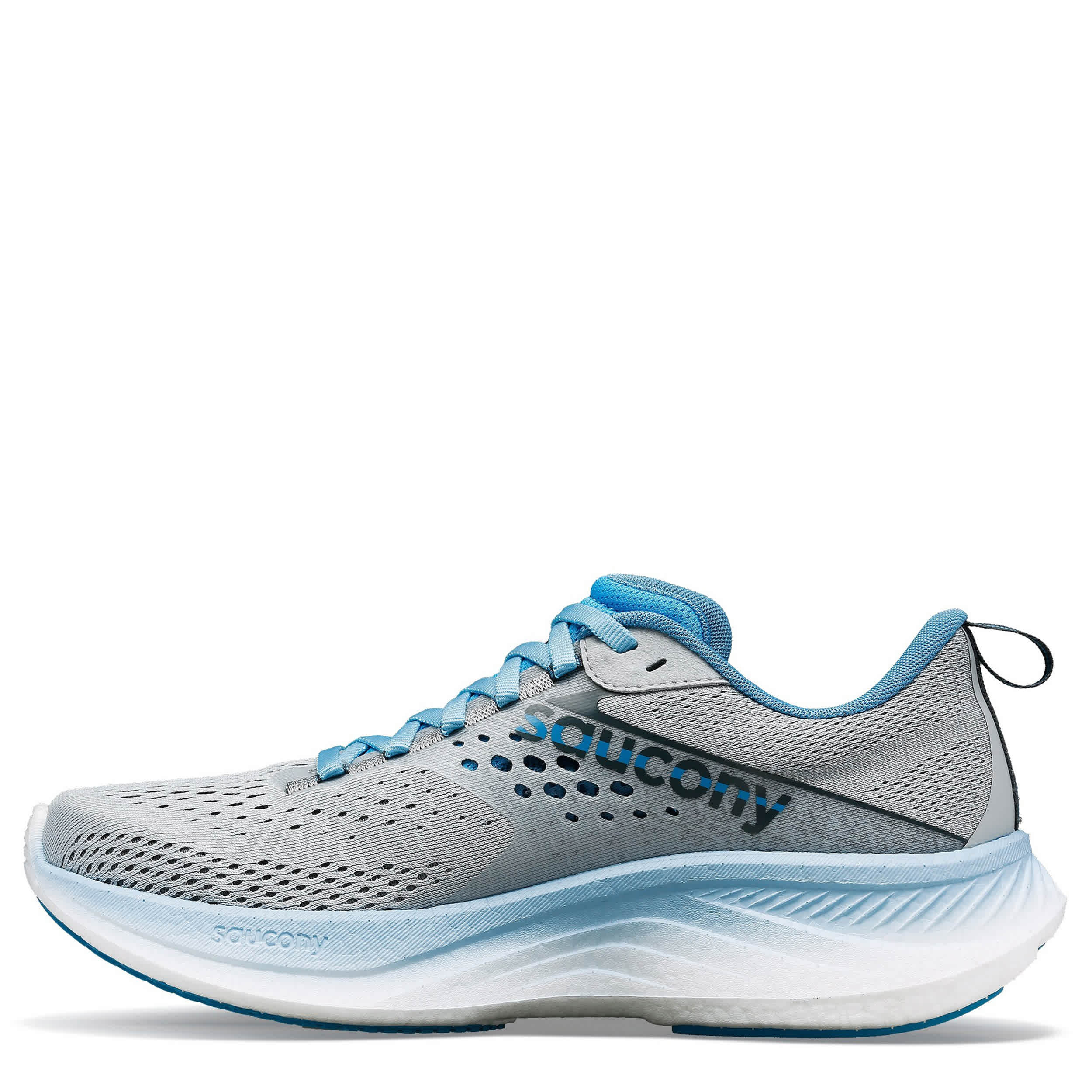 SAUCONY-WOMENS RIDE 17 RUNNING SHOE-GREY & BLUE