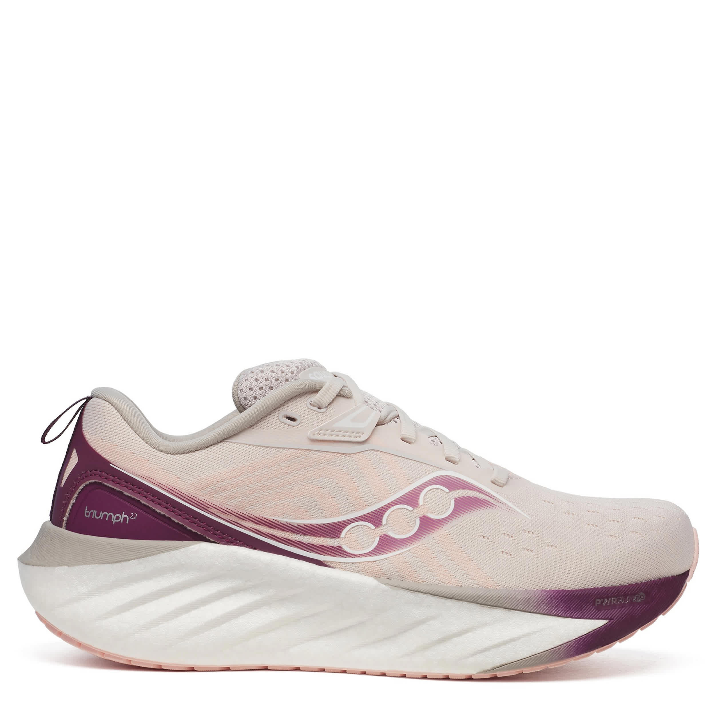SAUCONY-WOMENS TRIUMPH 22 RUNNING SHOE-OFF WHITE & BURGUNDY