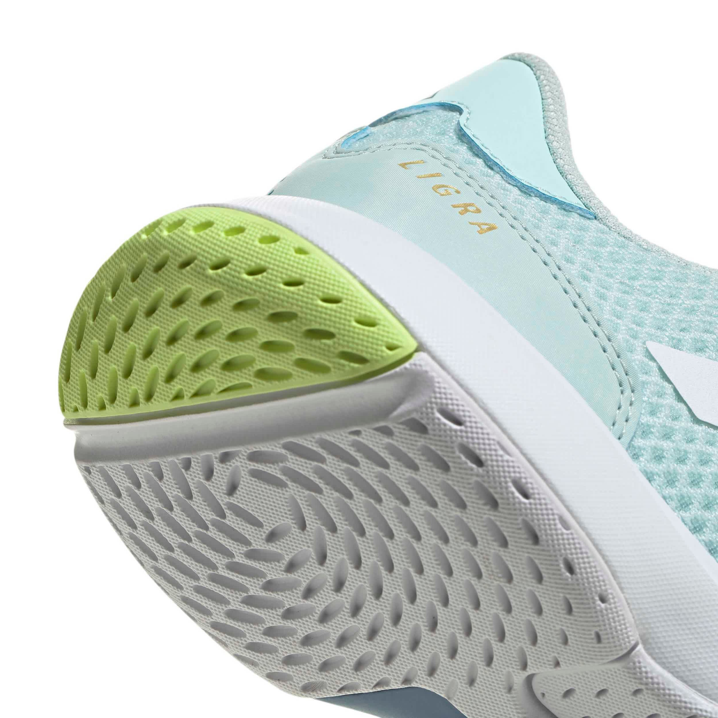 ADIDAS-WOMENS LIGRA 8 INDOOR SHOES-MINT & WHITE