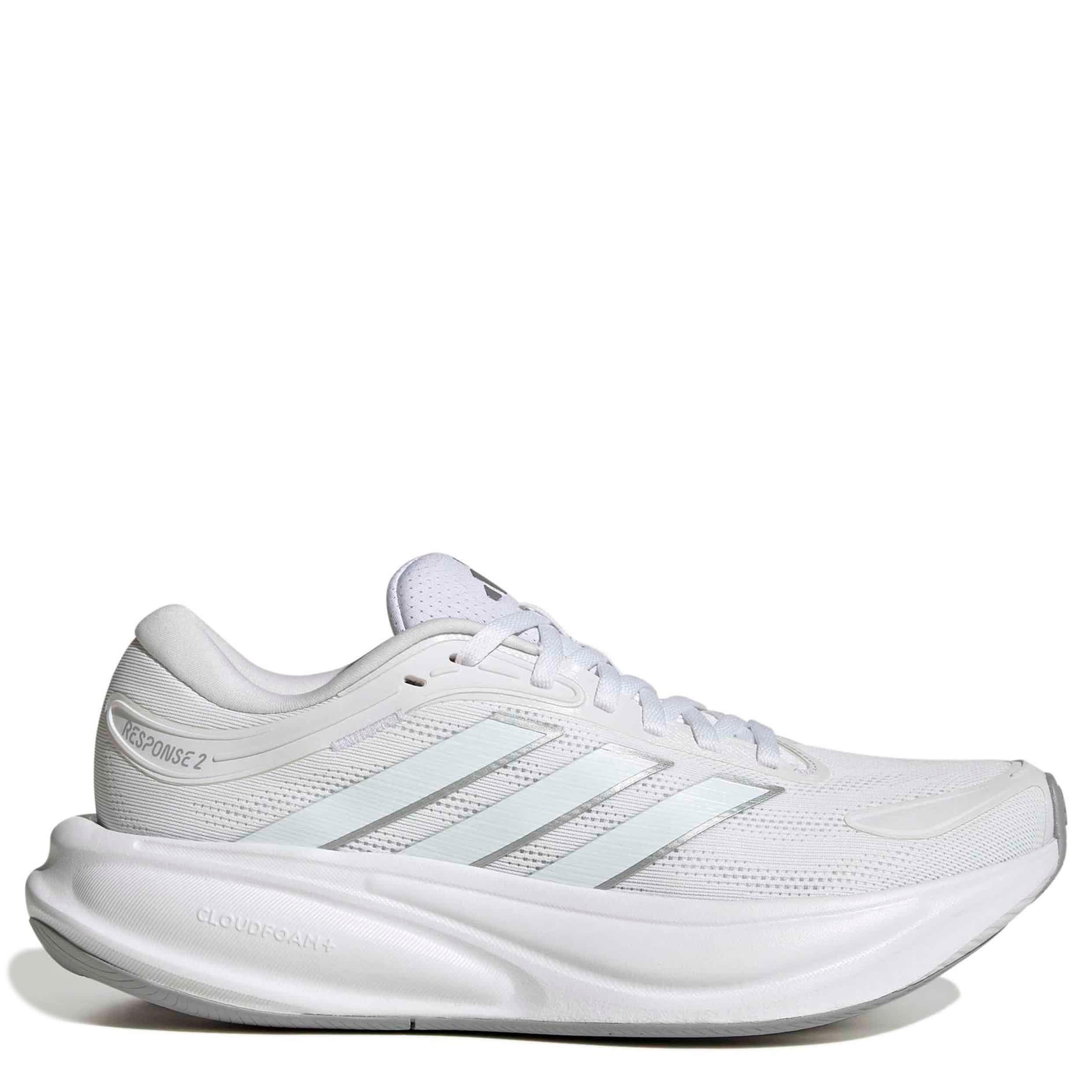 ADIDAS-WOMENS RESPONSE 2 RUNNING SHOE-WHITE & MED METALLIC