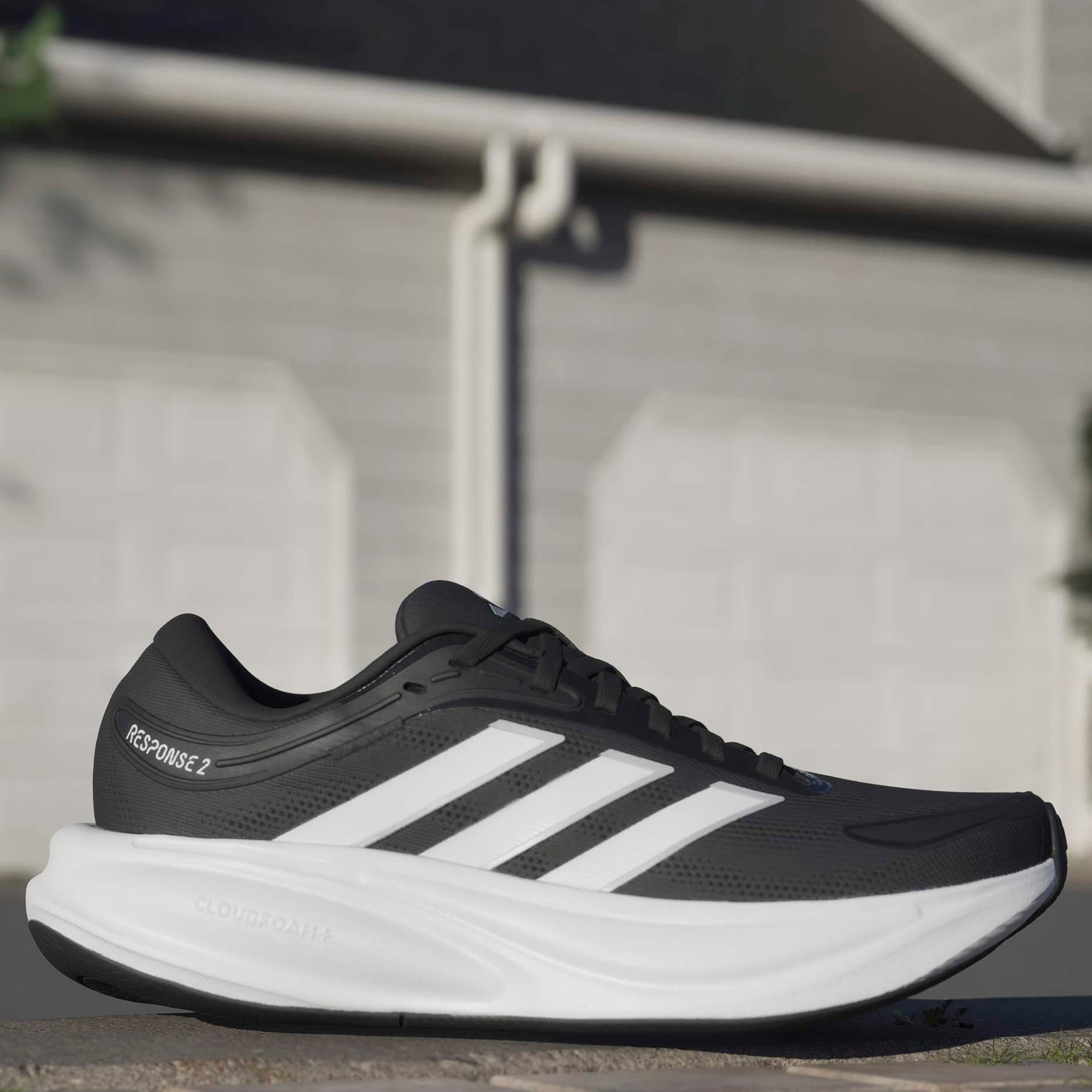 ADIDAS-WOMENS RESPONSE 2 RUNNING SHOE-BLACK & SILVER