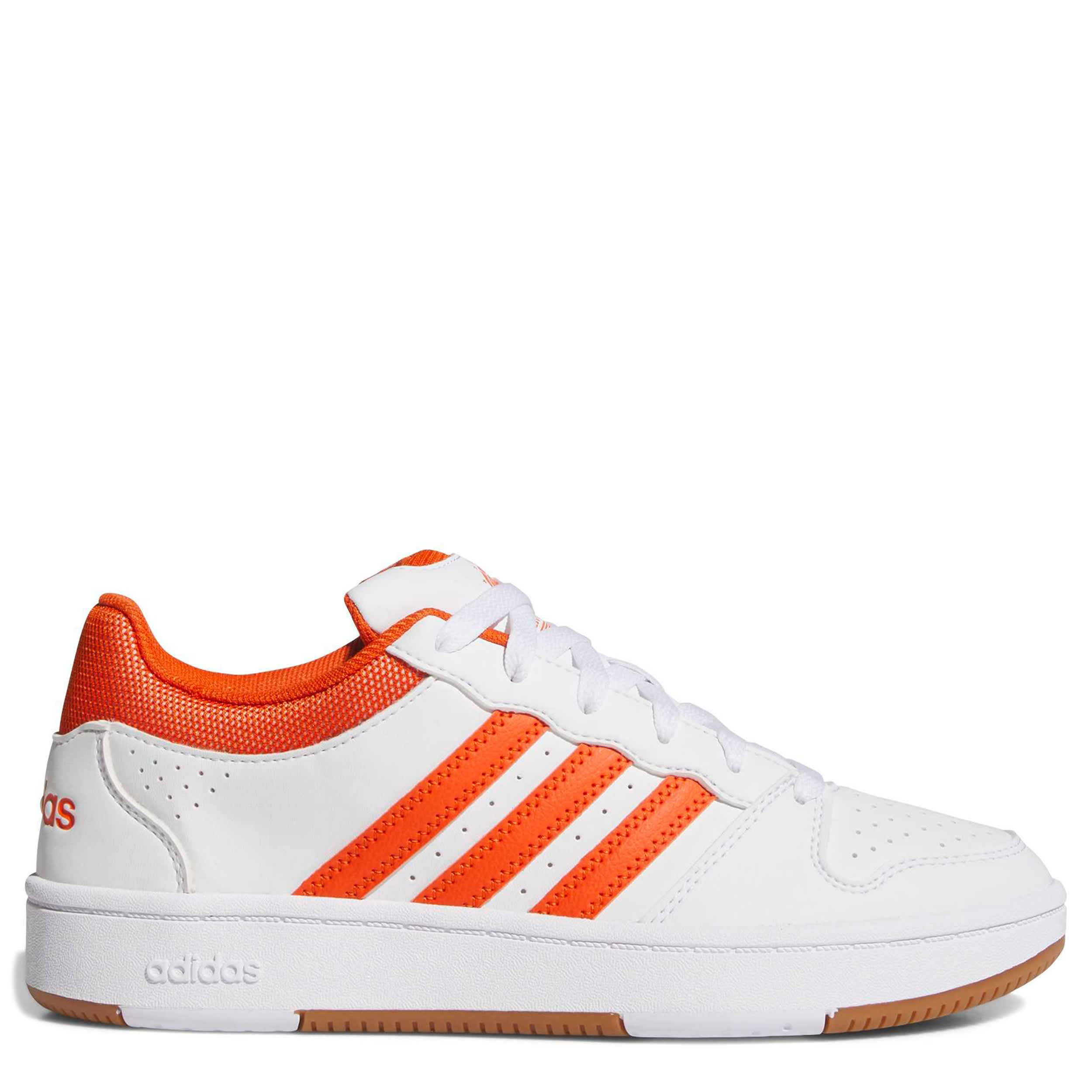 ADIDAS-WOMENS HOOPS CLASSIC SNEAKER-WHITE & ORANGE