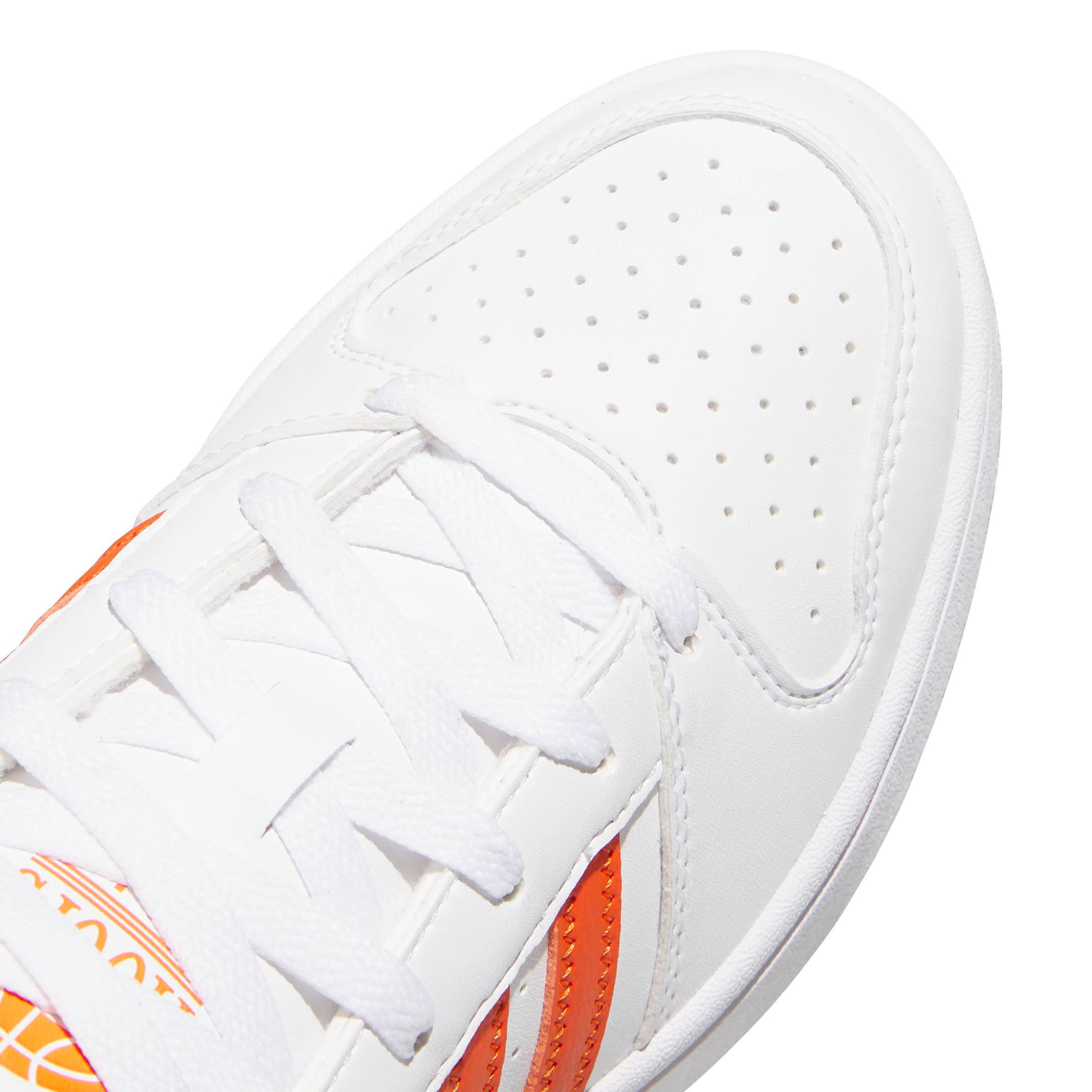 ADIDAS-WOMENS HOOPS CLASSIC SNEAKER-WHITE & ORANGE