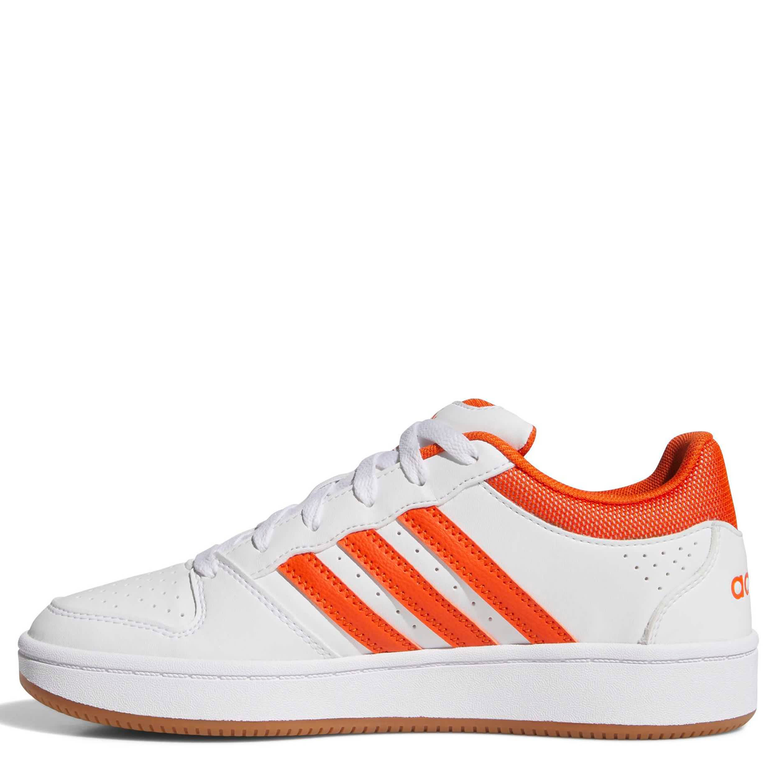 ADIDAS-WOMENS HOOPS CLASSIC SNEAKER-WHITE & ORANGE
