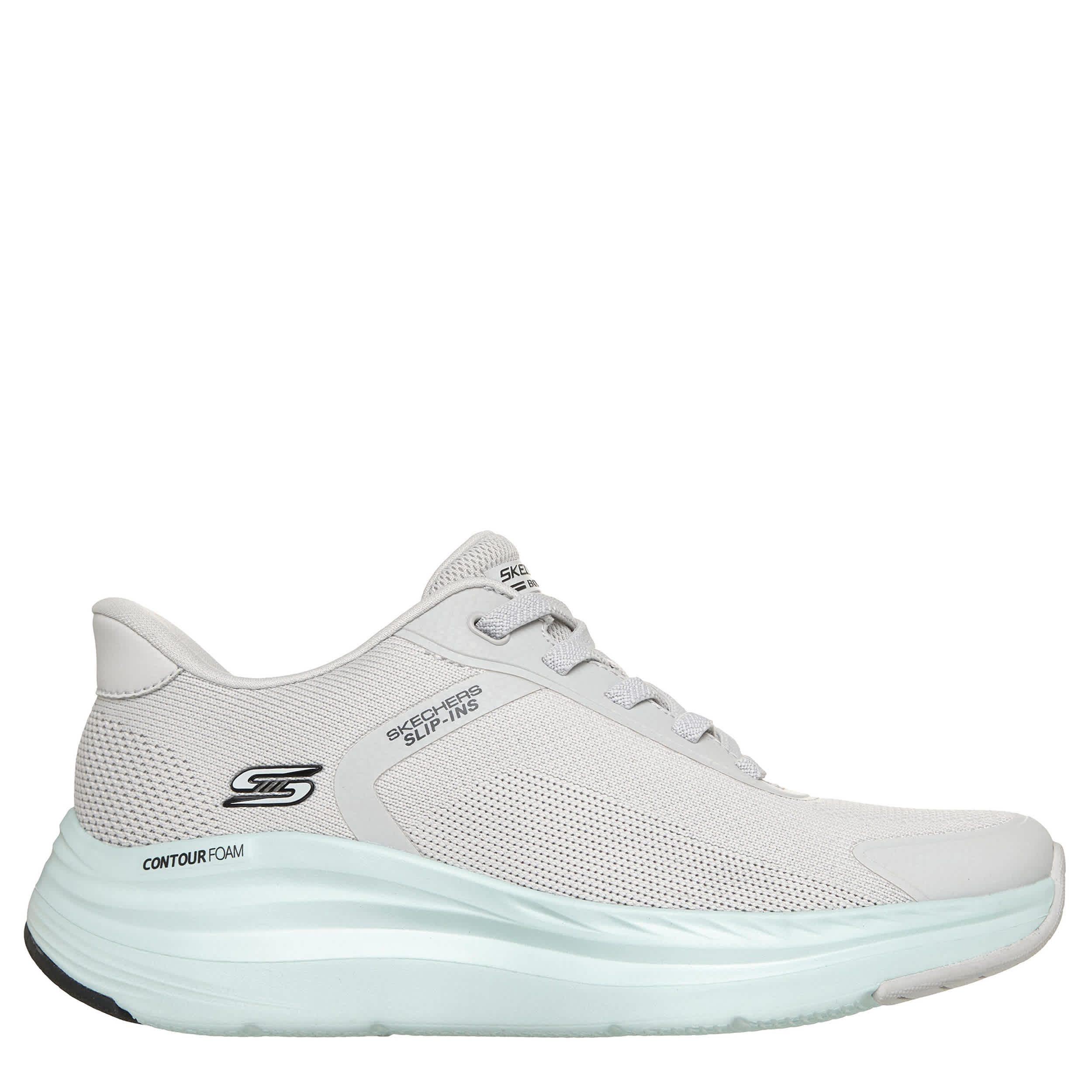 SKECHERS-WOMENS SLIP-INS INFINITY 2.0 SNEAKER-PALE GREY & LIGHT BLUE