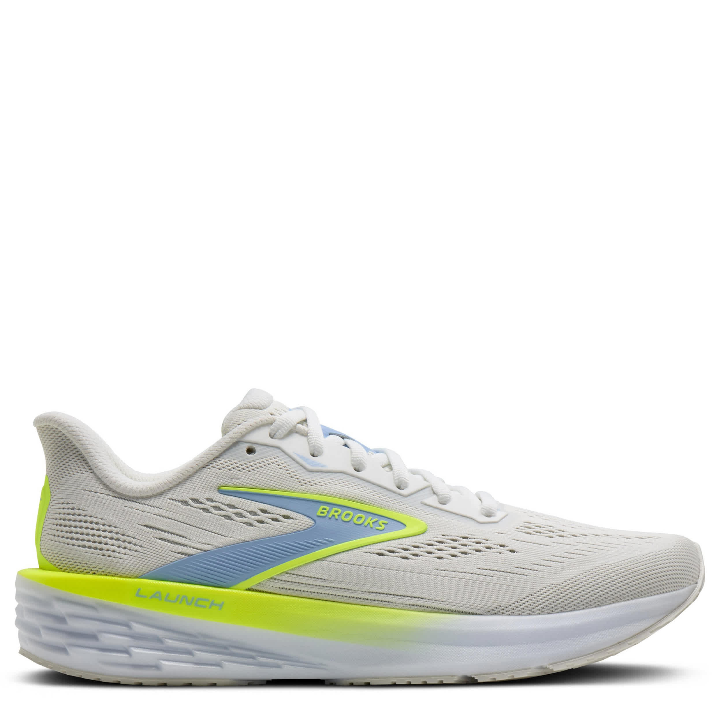 BROOKS-WOMENS LAUNCH 12 RUNNING SHOE-WHITE & LIGHT BLUE
