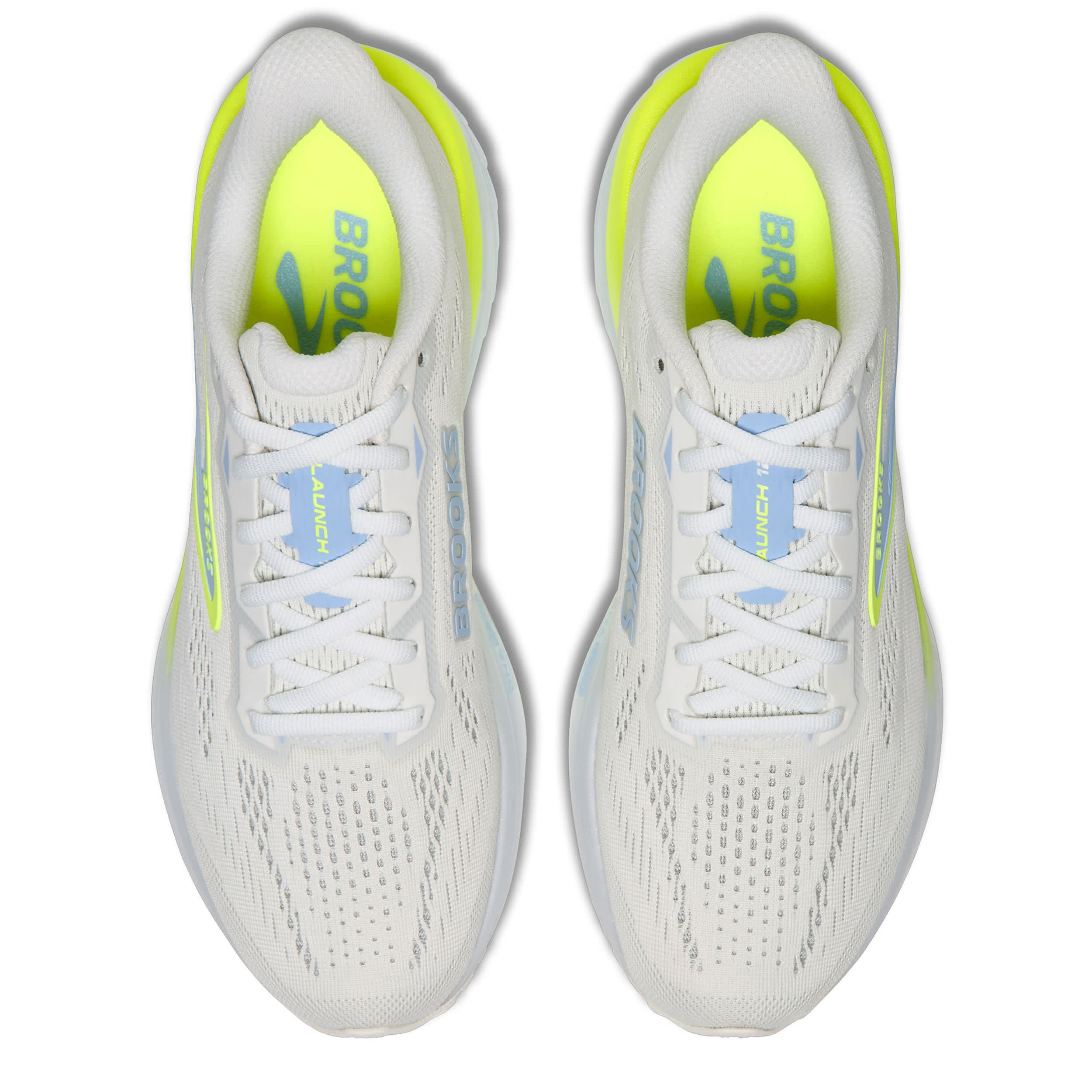 BROOKS-WOMENS LAUNCH 12 RUNNING SHOE-WHITE & LIGHT BLUE