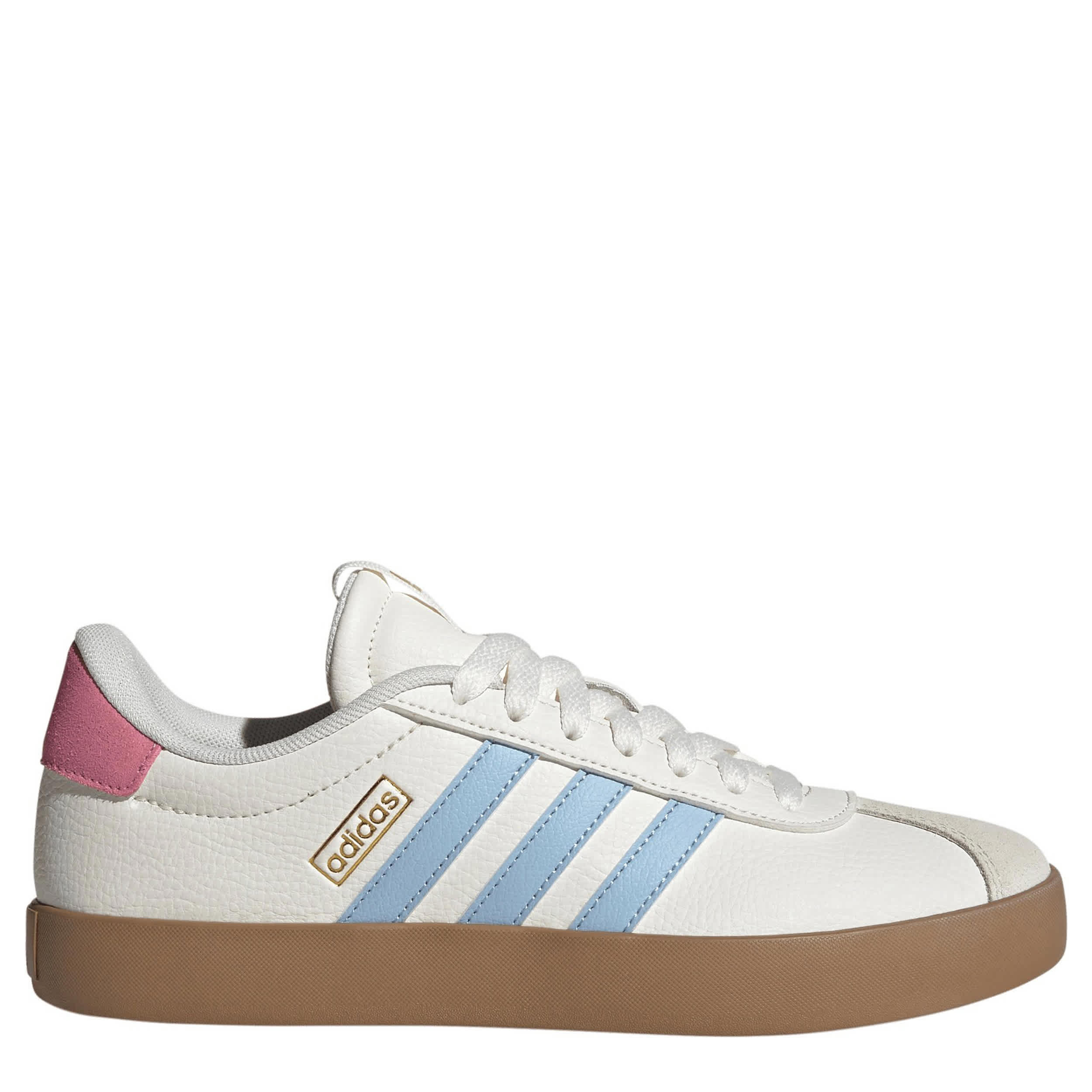 ADIDAS-WOMENS VL COURT 3.0 SNEAKER-WHITE & LIGHT BLUE