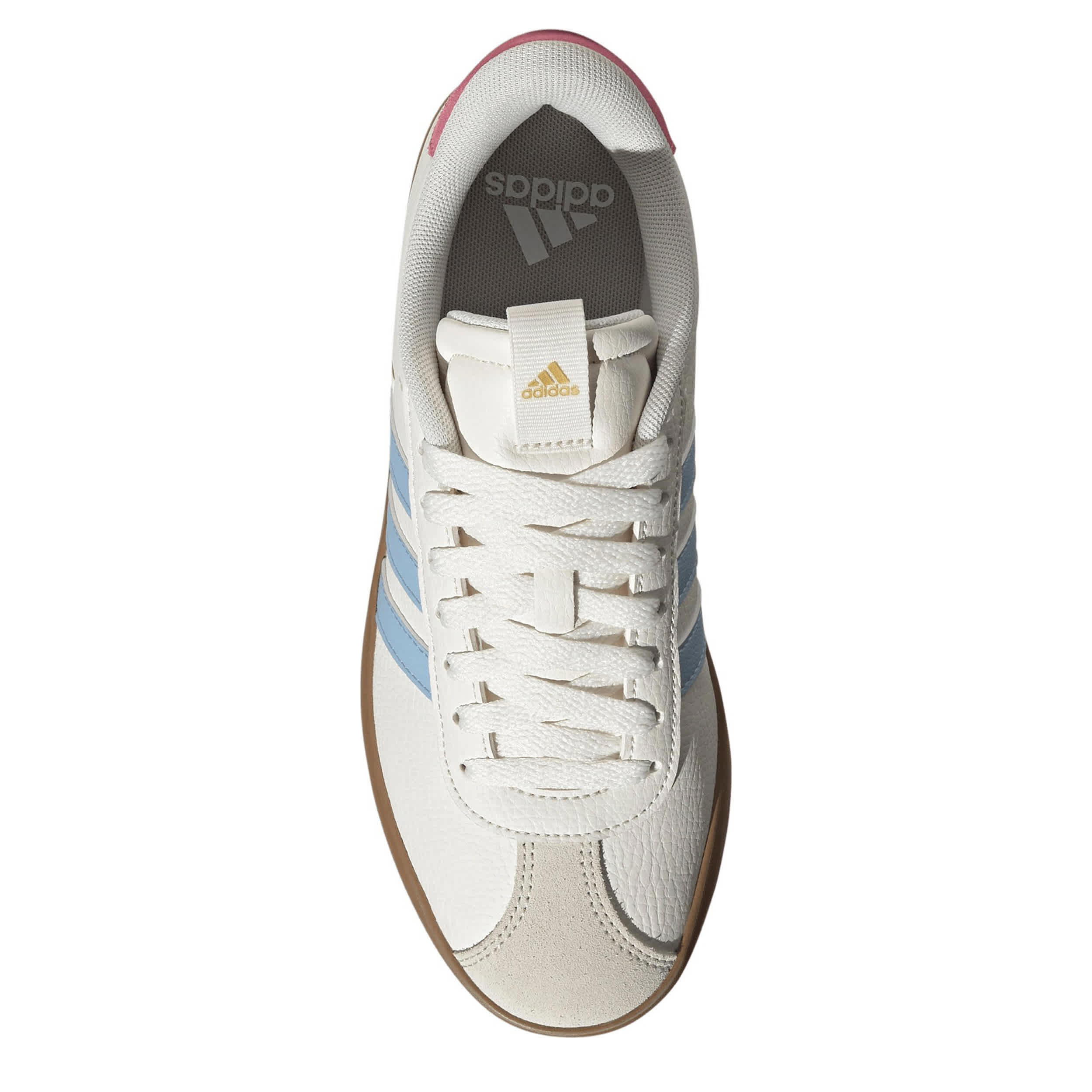 ADIDAS-WOMENS VL COURT 3.0 SNEAKER-WHITE & LIGHT BLUE