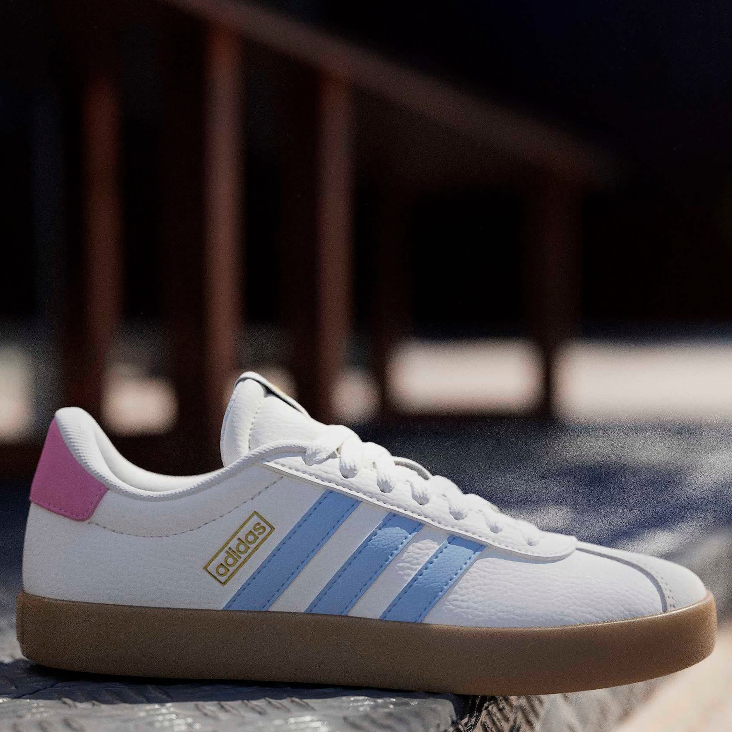 ADIDAS-WOMENS VL COURT 3.0 SNEAKER-WHITE & LIGHT BLUE