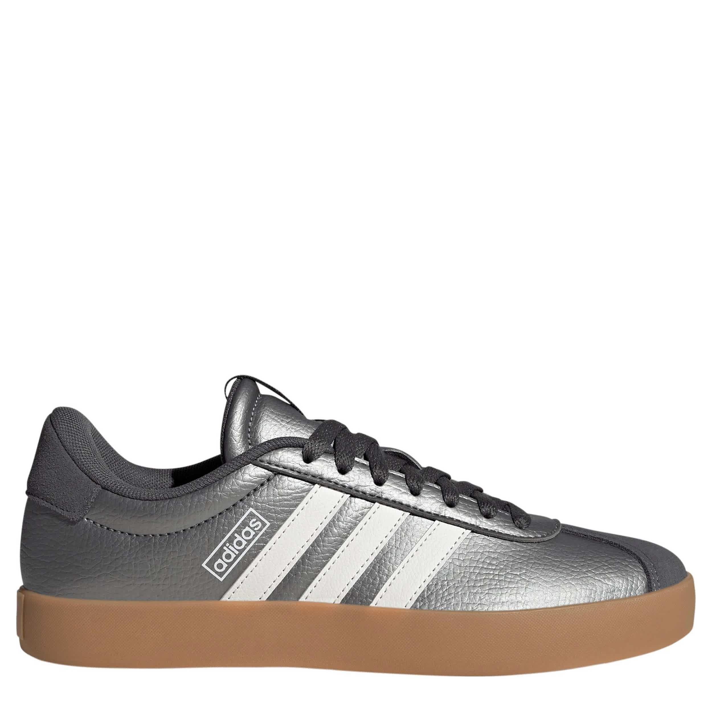 ADIDAS-WOMENS VL COURT 3.0 SNEAKER-MED METALLIC & WHITE