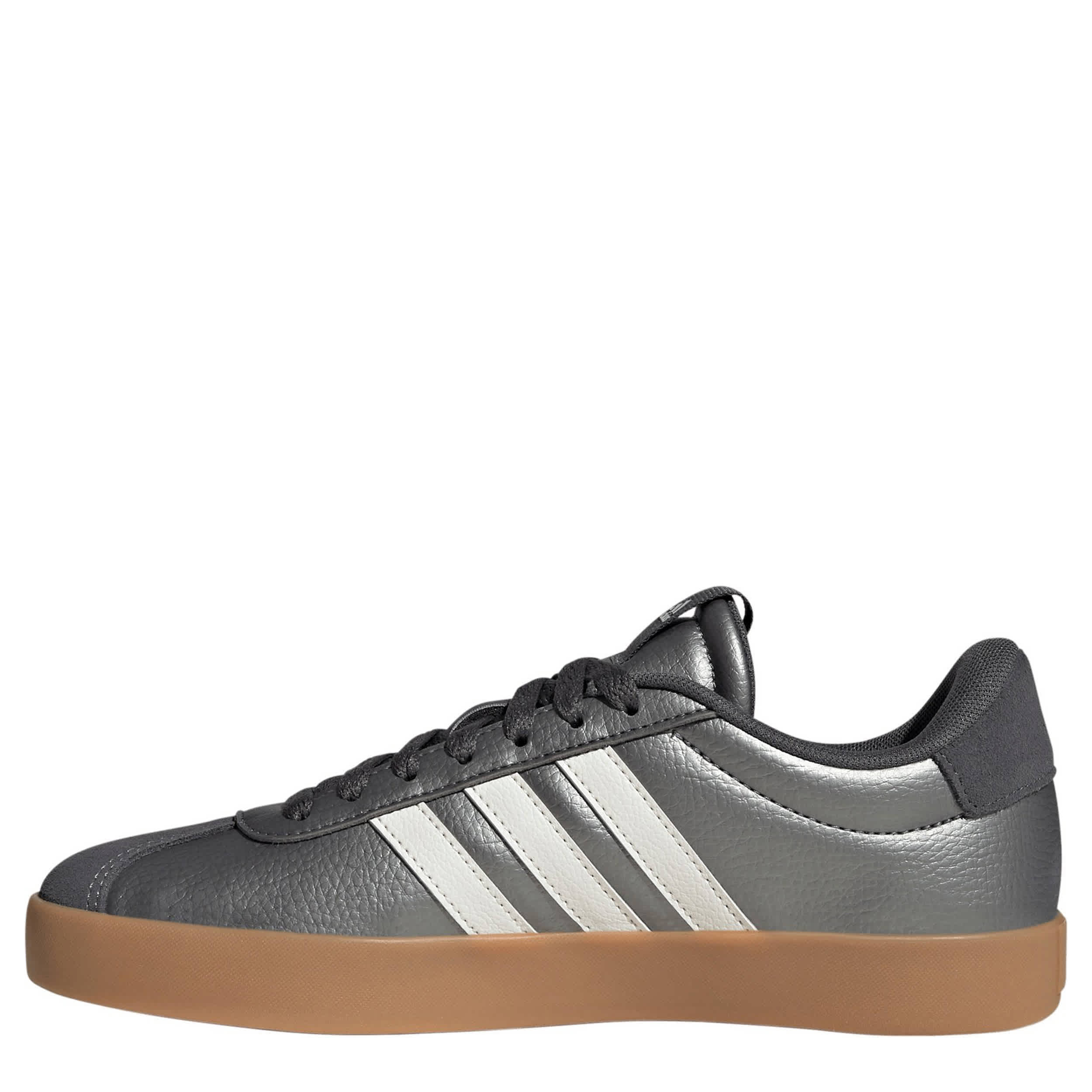 ADIDAS-WOMENS VL COURT 3.0 SNEAKER-MED METALLIC & WHITE