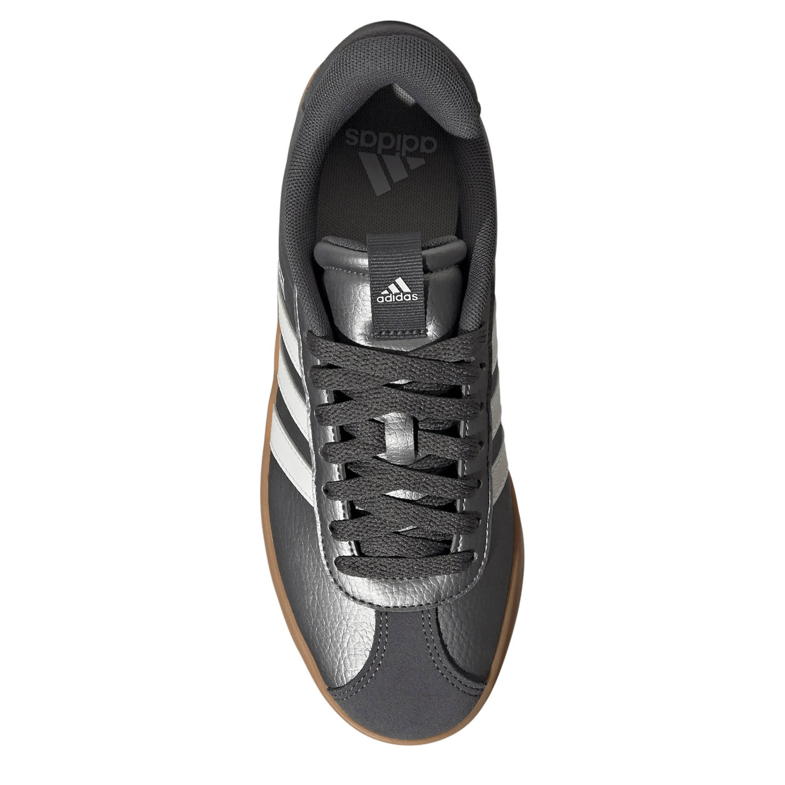 ADIDAS-WOMENS VL COURT 3.0 SNEAKER-MED METALLIC & WHITE