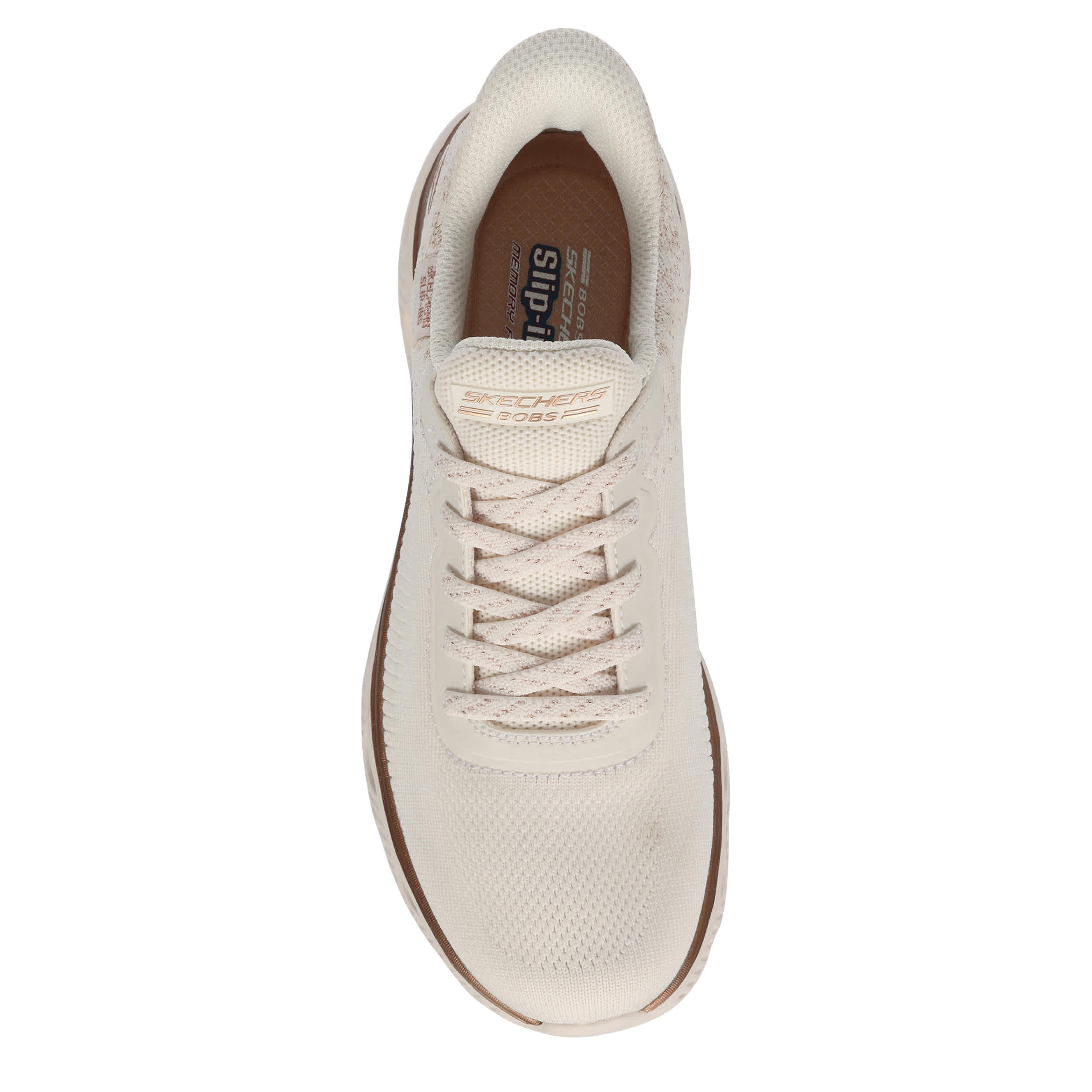 SKECHERS-WOMENS SLIP-INS GLIDE STEP ARC WAVES SNEAKER-WHITE & GOLD