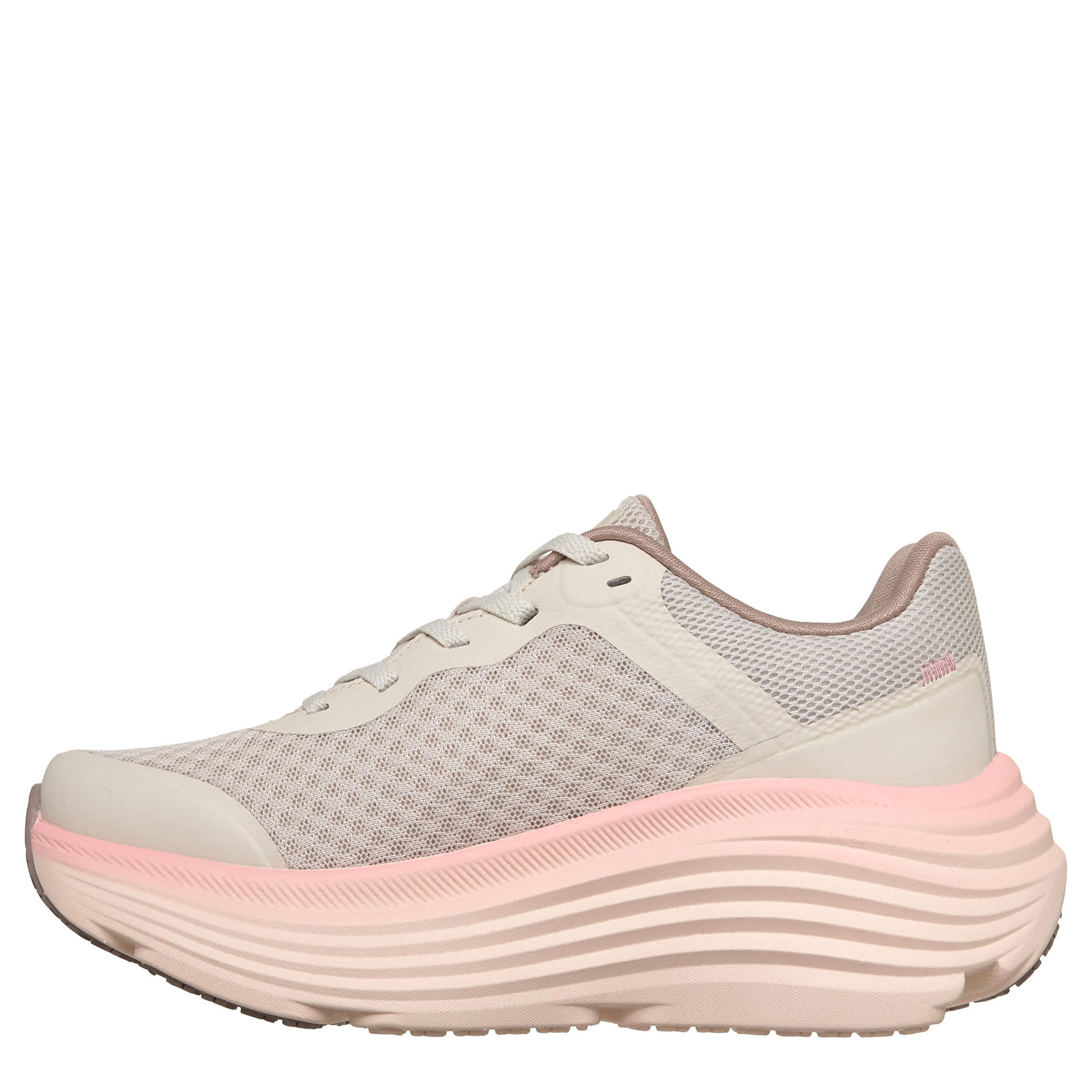 SKECHERS-WOMENS MAX CUSHION ENDEAVOUR RUNNING SHOE-NATURAL & PEACH