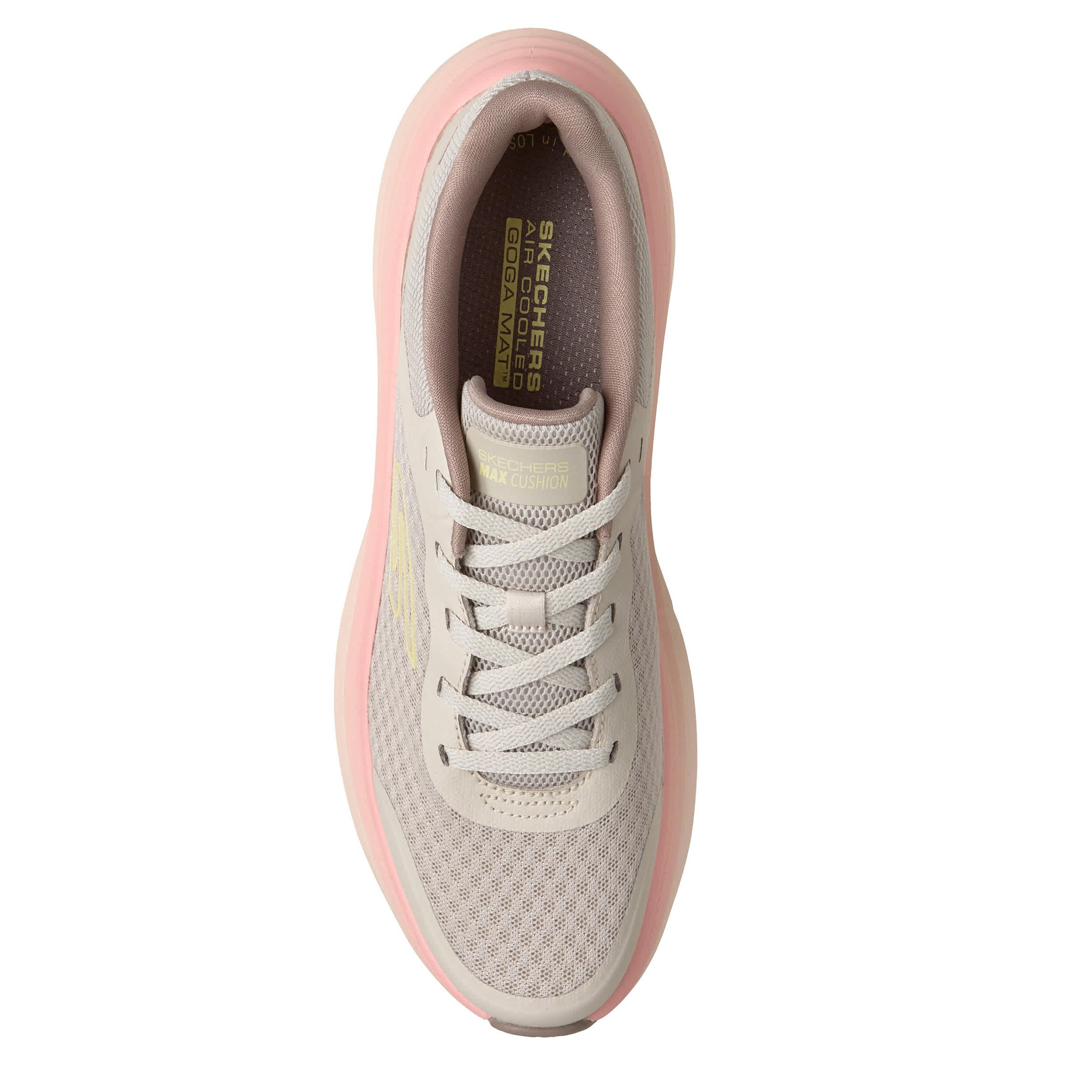 SKECHERS-WOMENS MAX CUSHION ENDEAVOUR RUNNING SHOE-NATURAL & PEACH