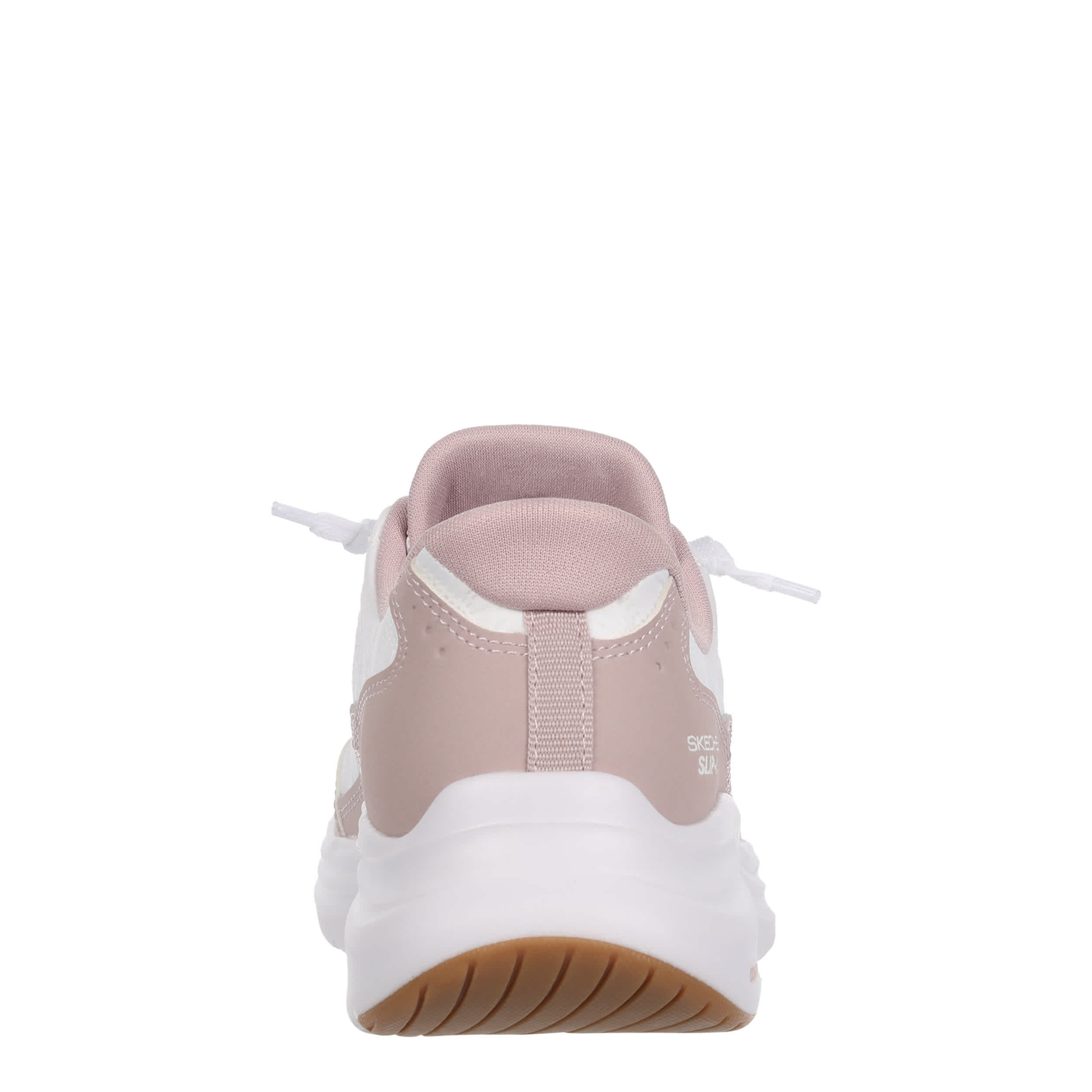 SKECHERS-WOMENS SLIP-INS CONTOUR FOAM COZY FIT SNEAKER-WHITE & PURPLE