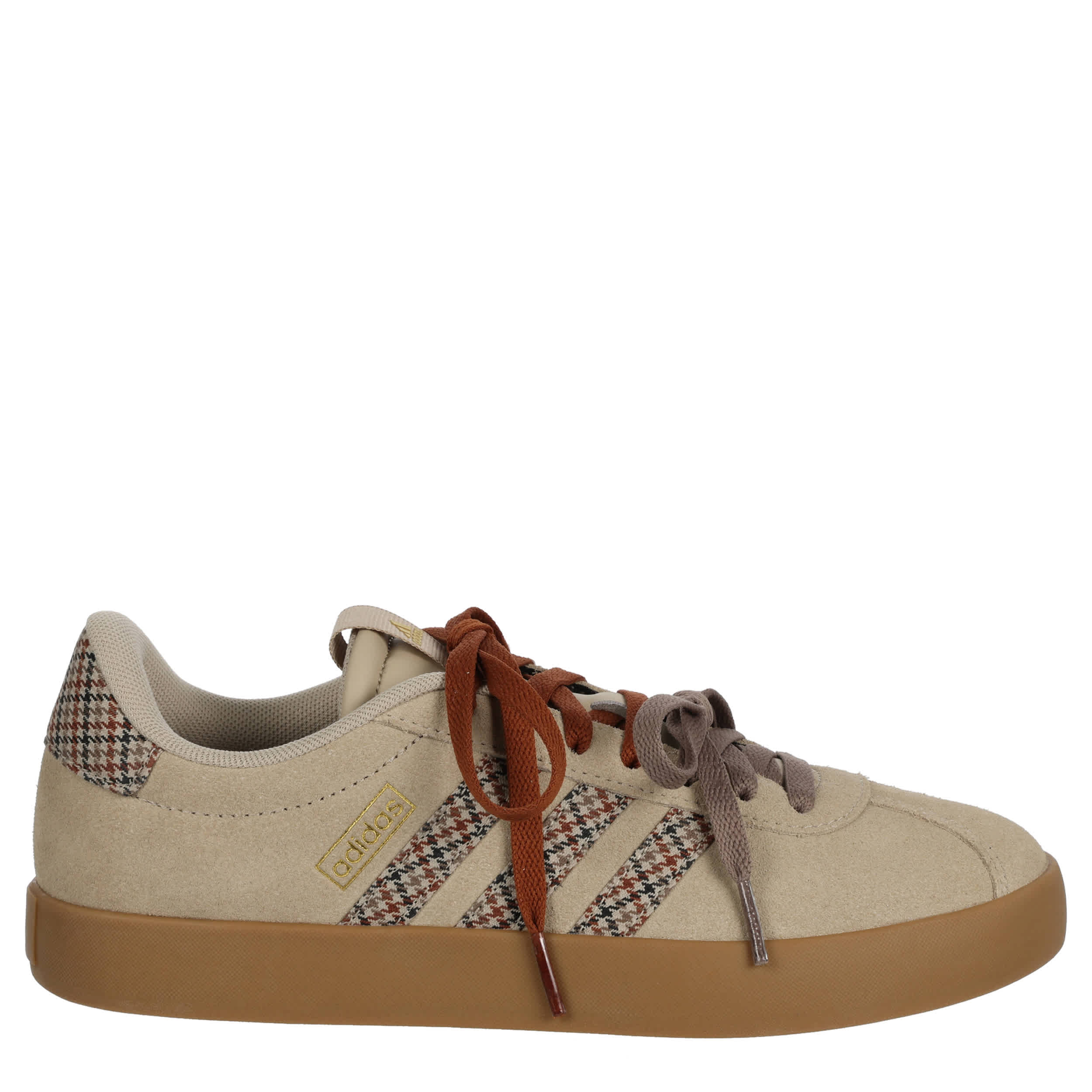 ADIDAS-WOMENS VL COURT 3.0 SNEAKER-BEIGE & PLAID