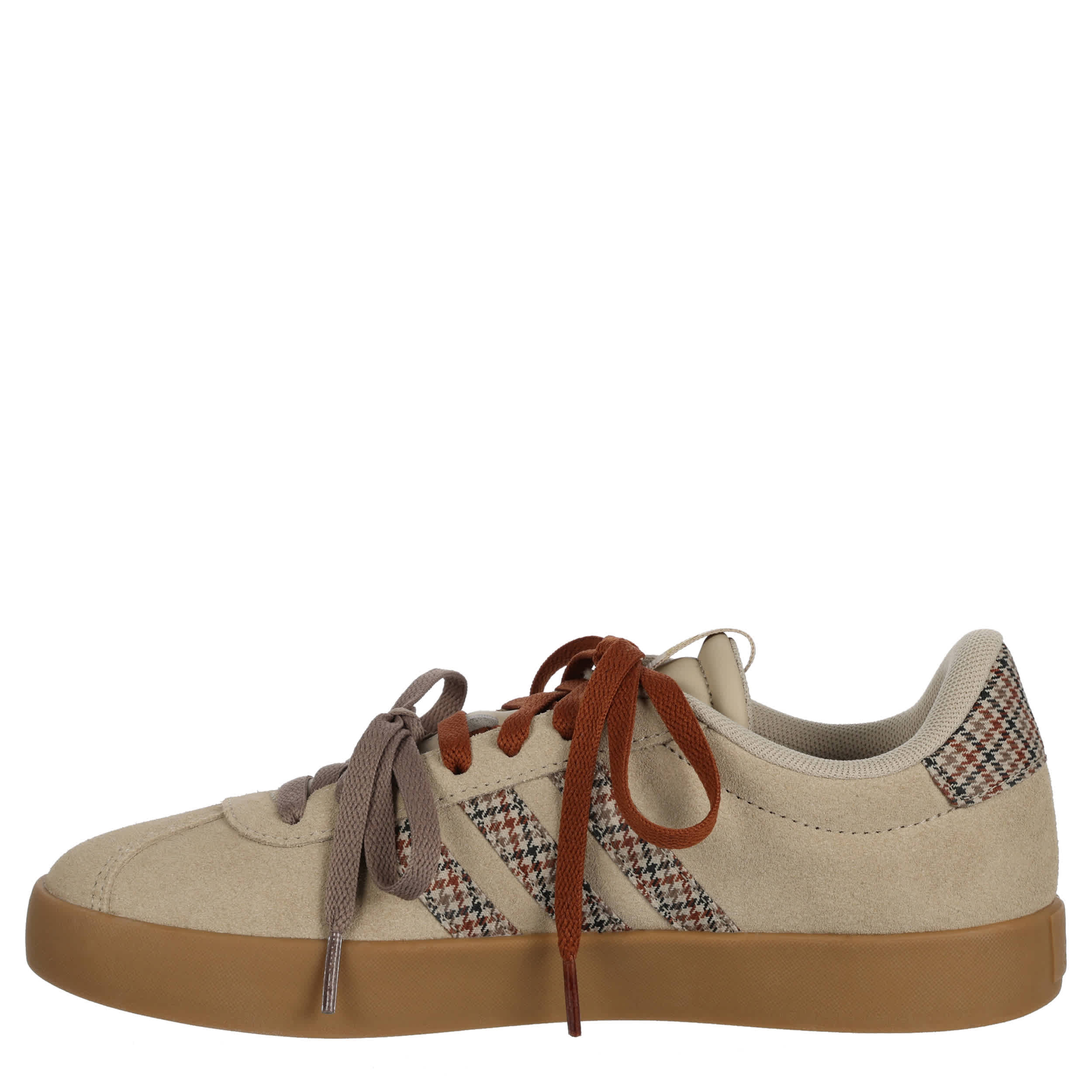 ADIDAS-WOMENS VL COURT 3.0 SNEAKER-BEIGE & PLAID