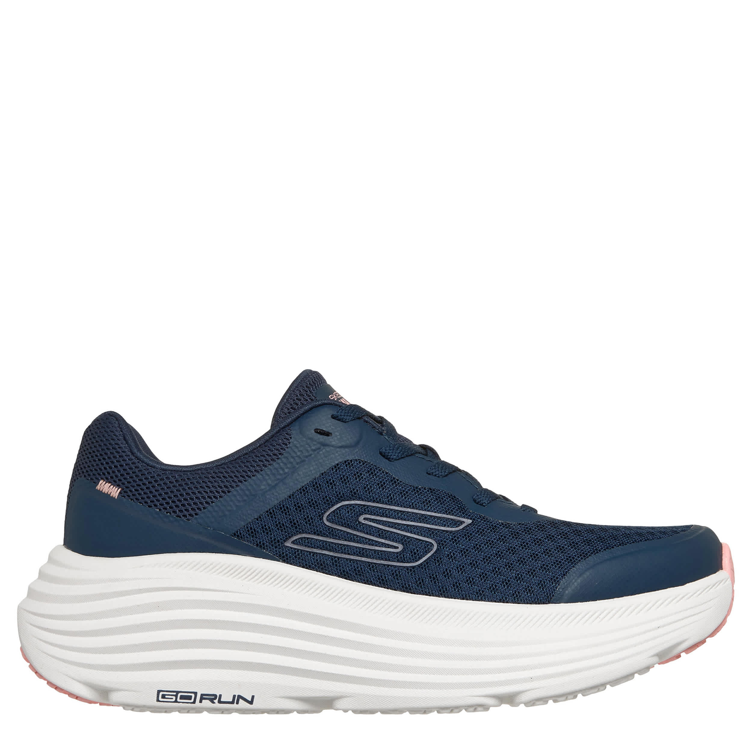 SKECHERS-WOMENS MAX CUSHION ENDEAVOUR RUNNING SHOE-NAVY & PINK