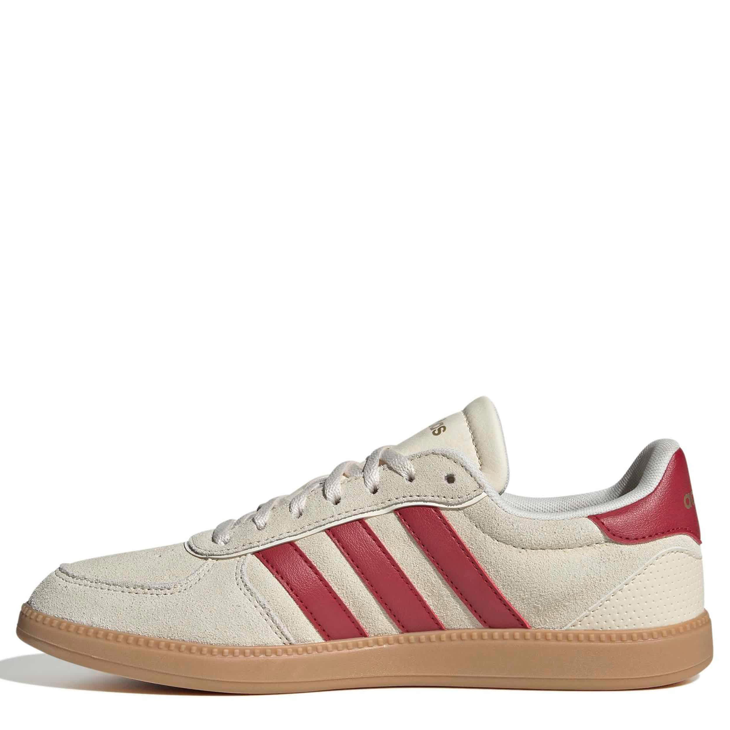 ADIDAS-WOMENS BREAKNET SLEEK SNEAKER-OFF WHITE & RED