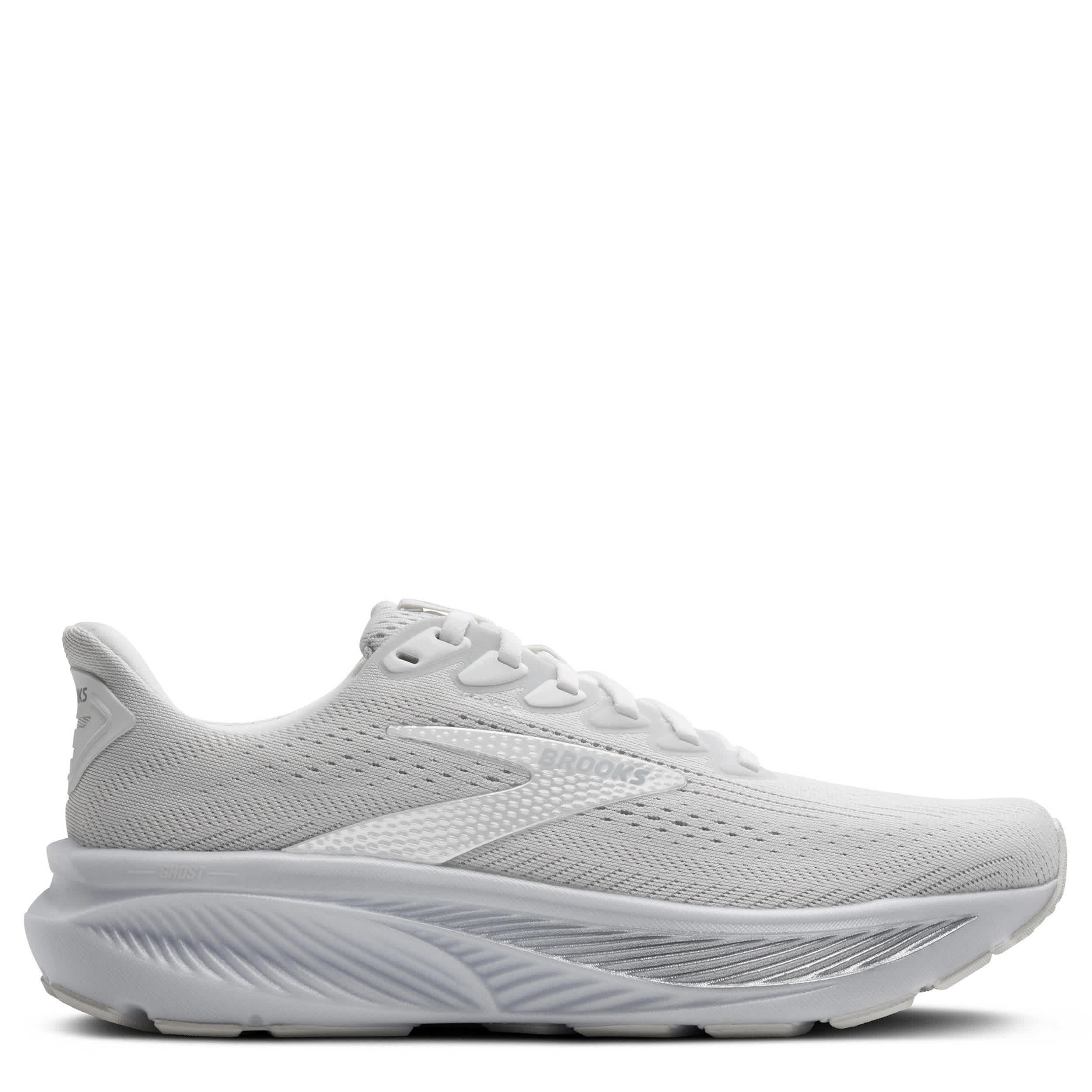 BROOKS-WOMENS GHOST 17 RUNNING SHOE-WHITE & GREY