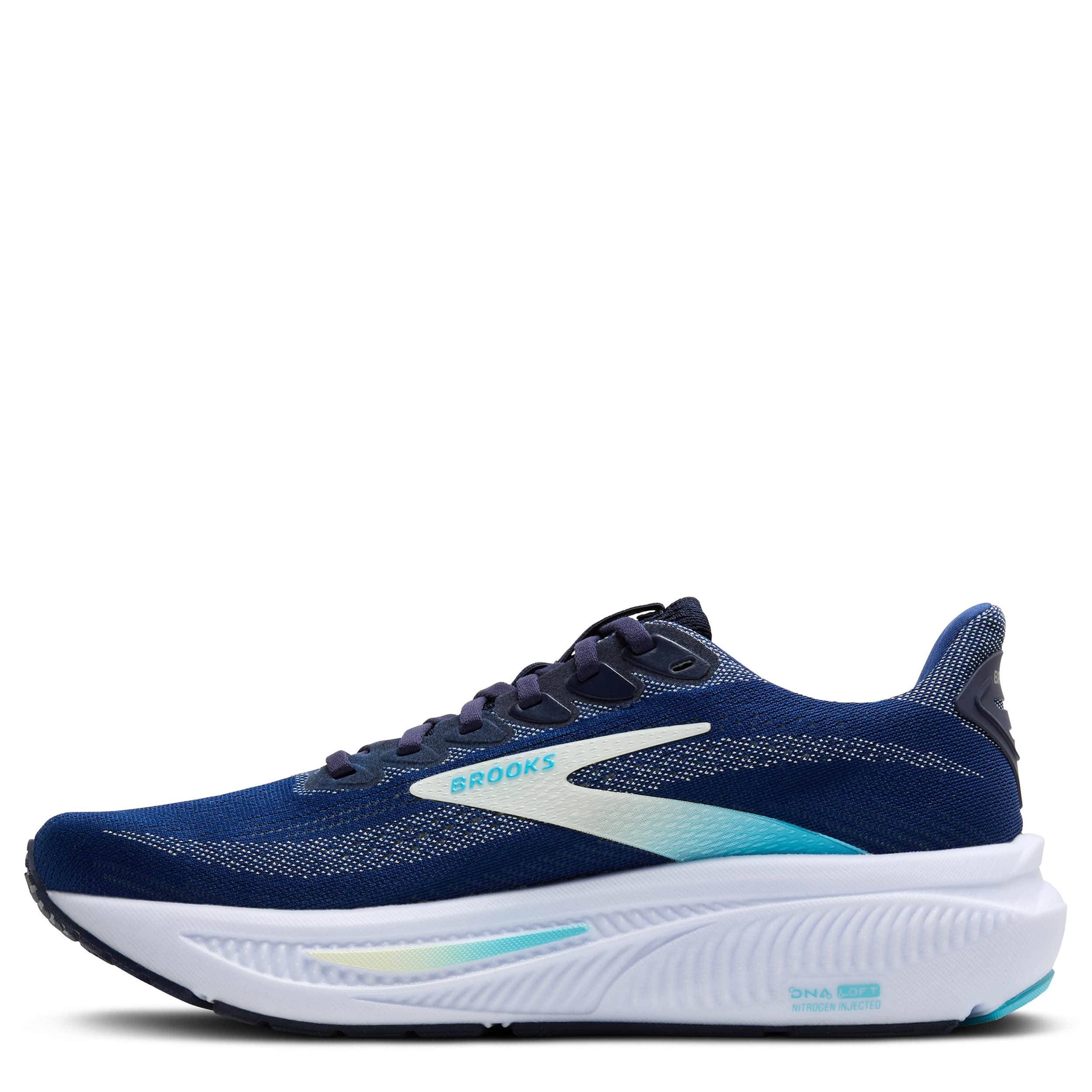 BROOKS-WOMENS GHOST 17 RUNNING SHOE-NAVY & TURQUOISE