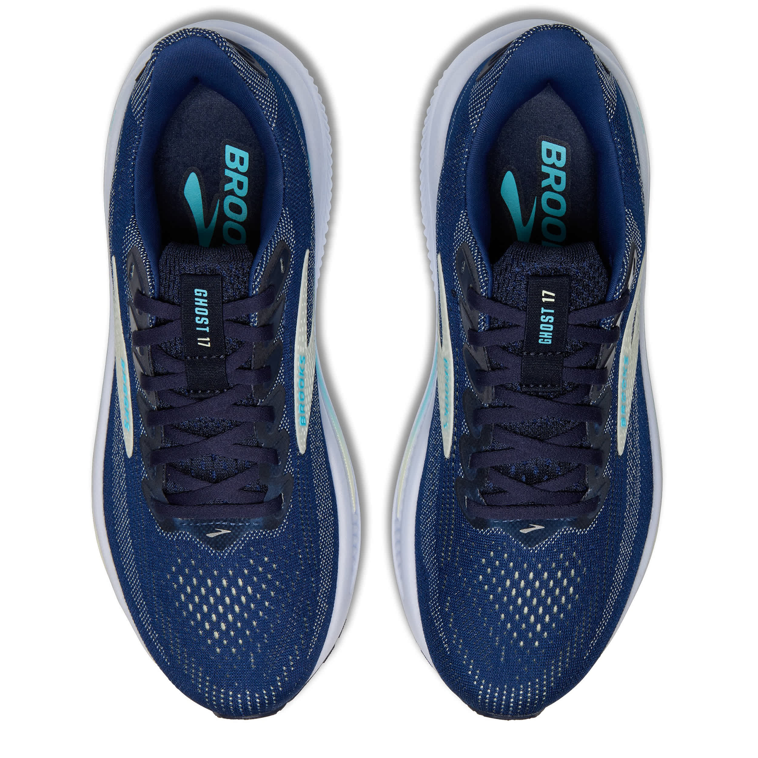 BROOKS-WOMENS GHOST 17 RUNNING SHOE-NAVY & TURQUOISE
