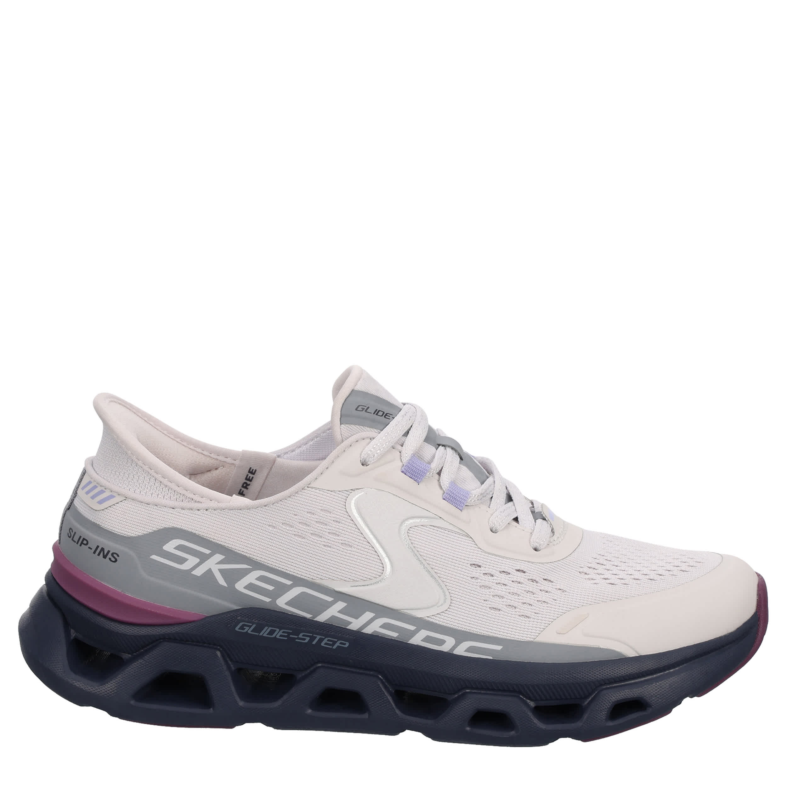 SKECHERS-WOMENS SLIP-INS GLIDE STEP ALTUS RUNNING SHOE-PALE GREY & MULTICOLOR