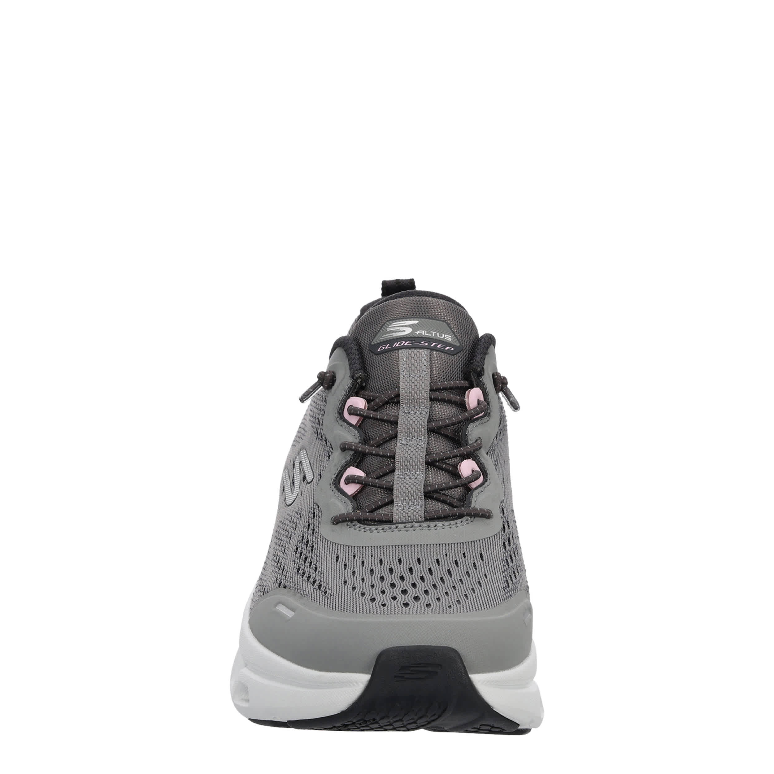 SKECHERS-WOMENS GLIDE STEP ALTUS RUNNING SHOE-GREY & PINK