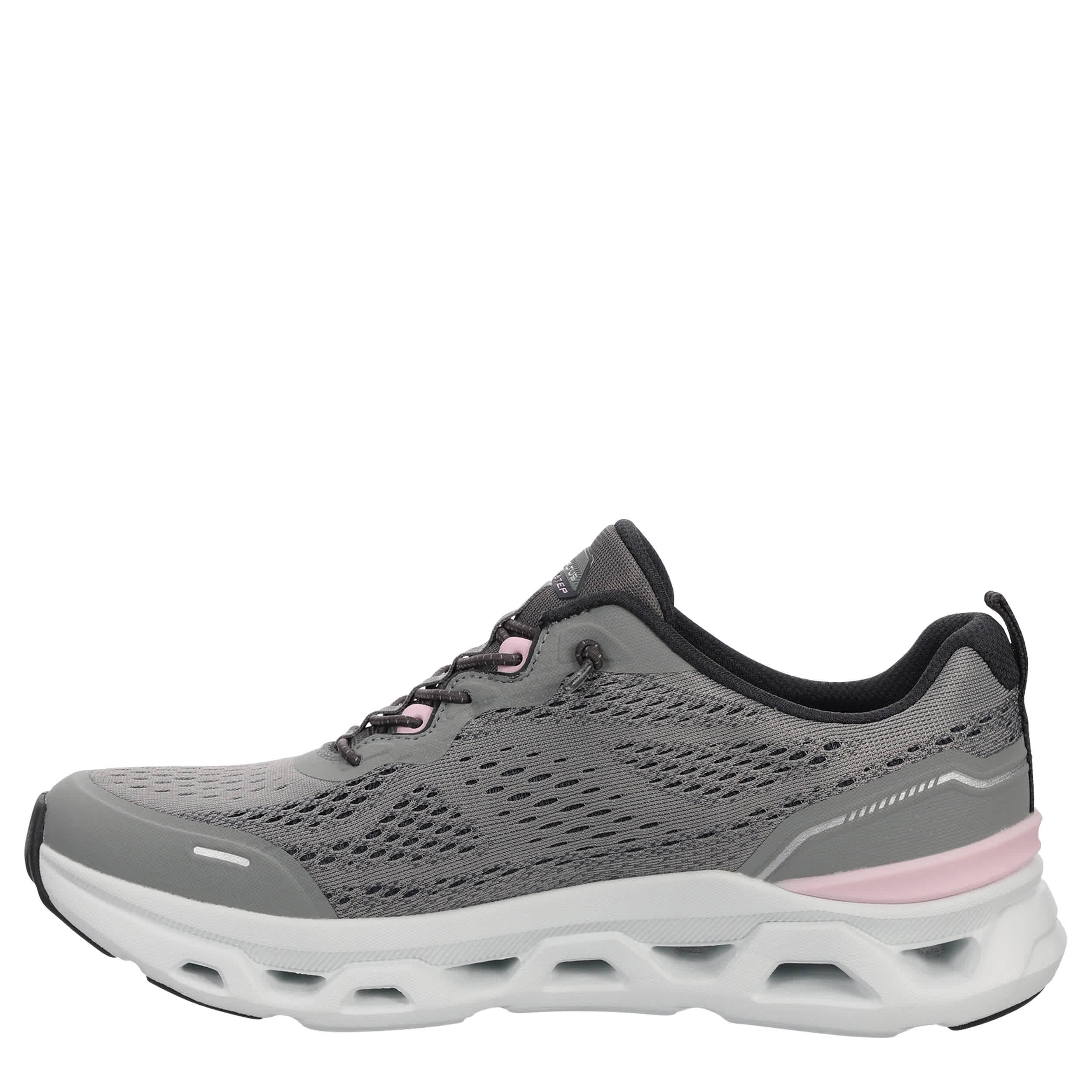 SKECHERS-WOMENS GLIDE STEP ALTUS RUNNING SHOE-GREY & PINK