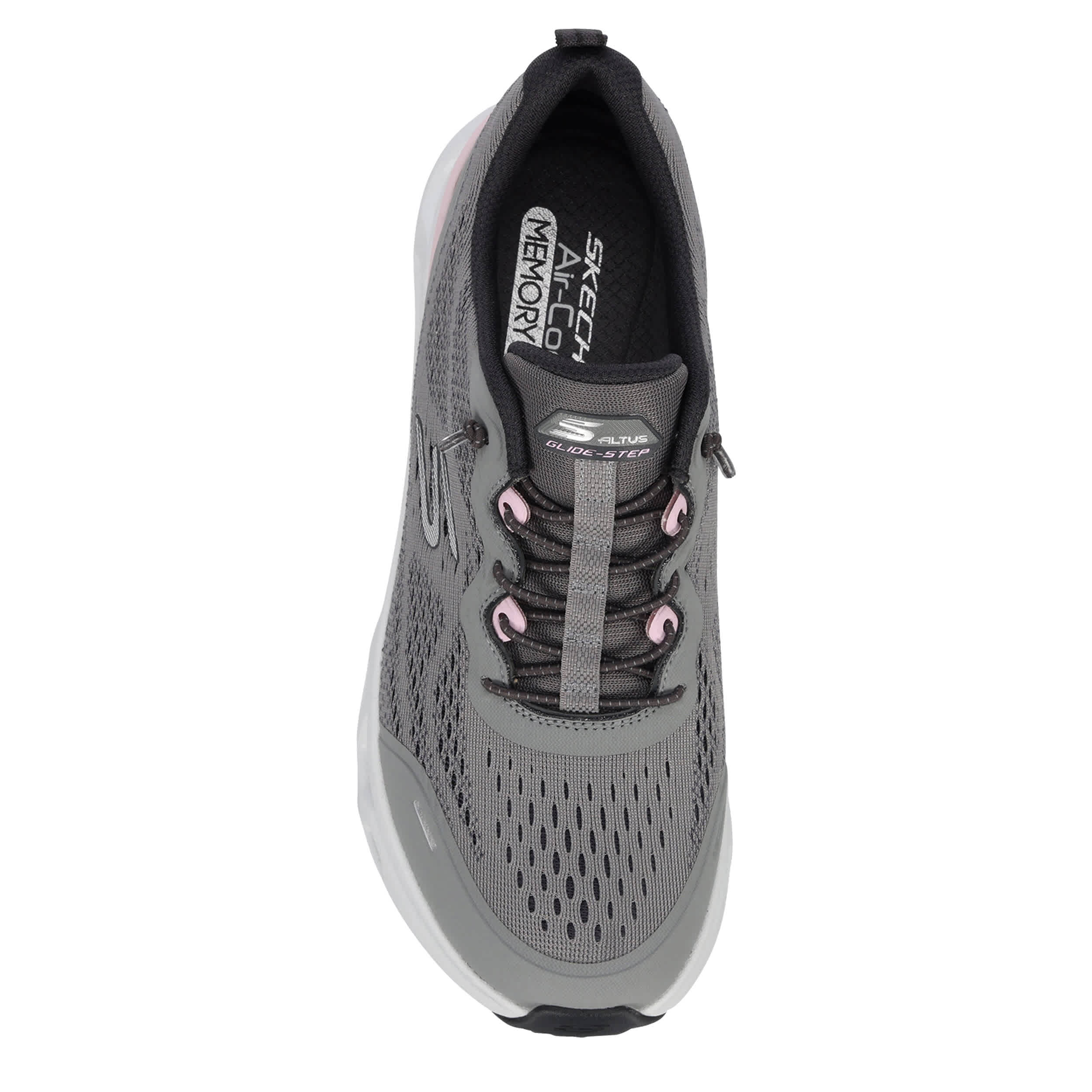 SKECHERS-WOMENS GLIDE STEP ALTUS RUNNING SHOE-GREY & PINK