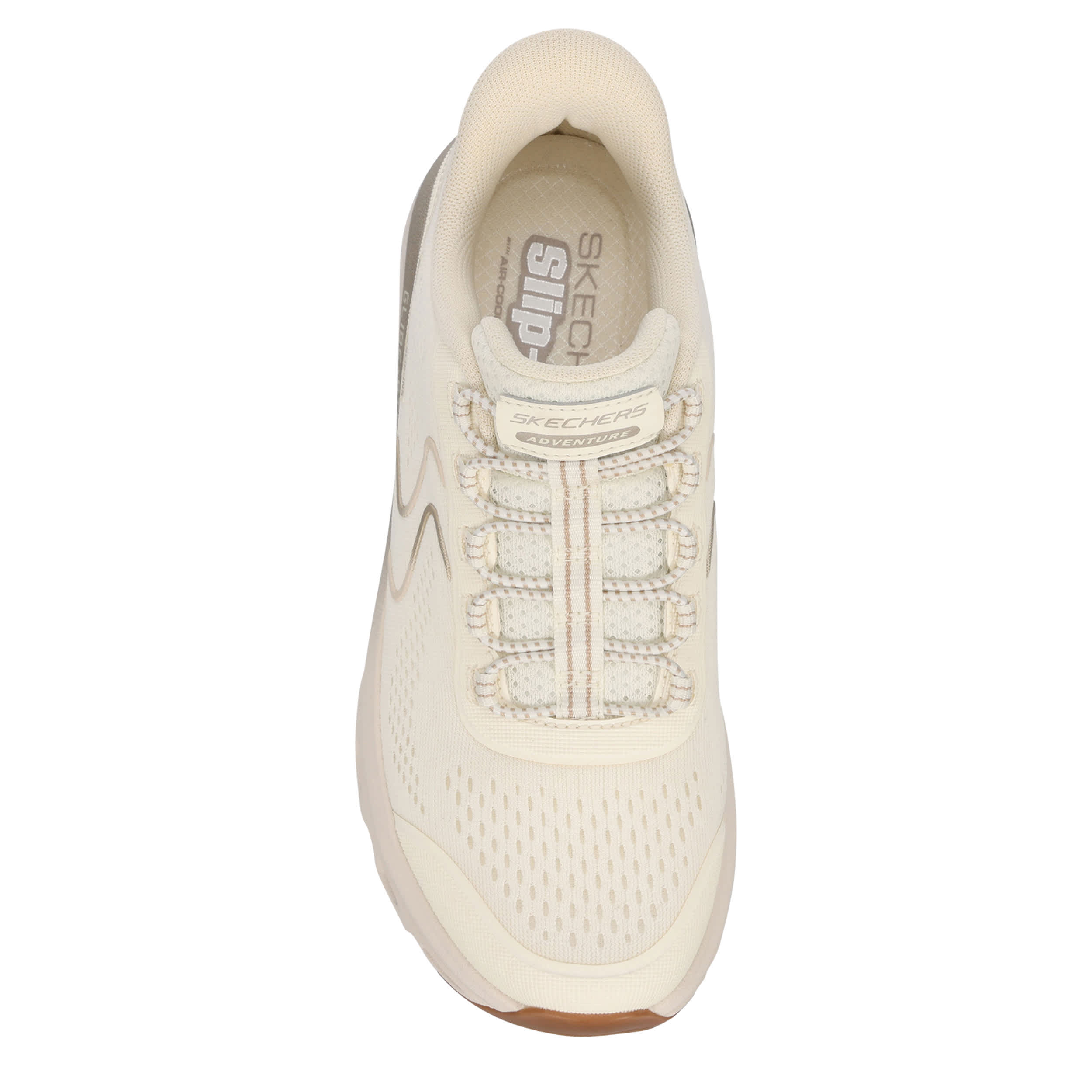 SKECHERS-WOMENS SLIP-INS GLIDE STEP SOLE RUNNING SHOE-CHAMPAGNE & OFF WHITE