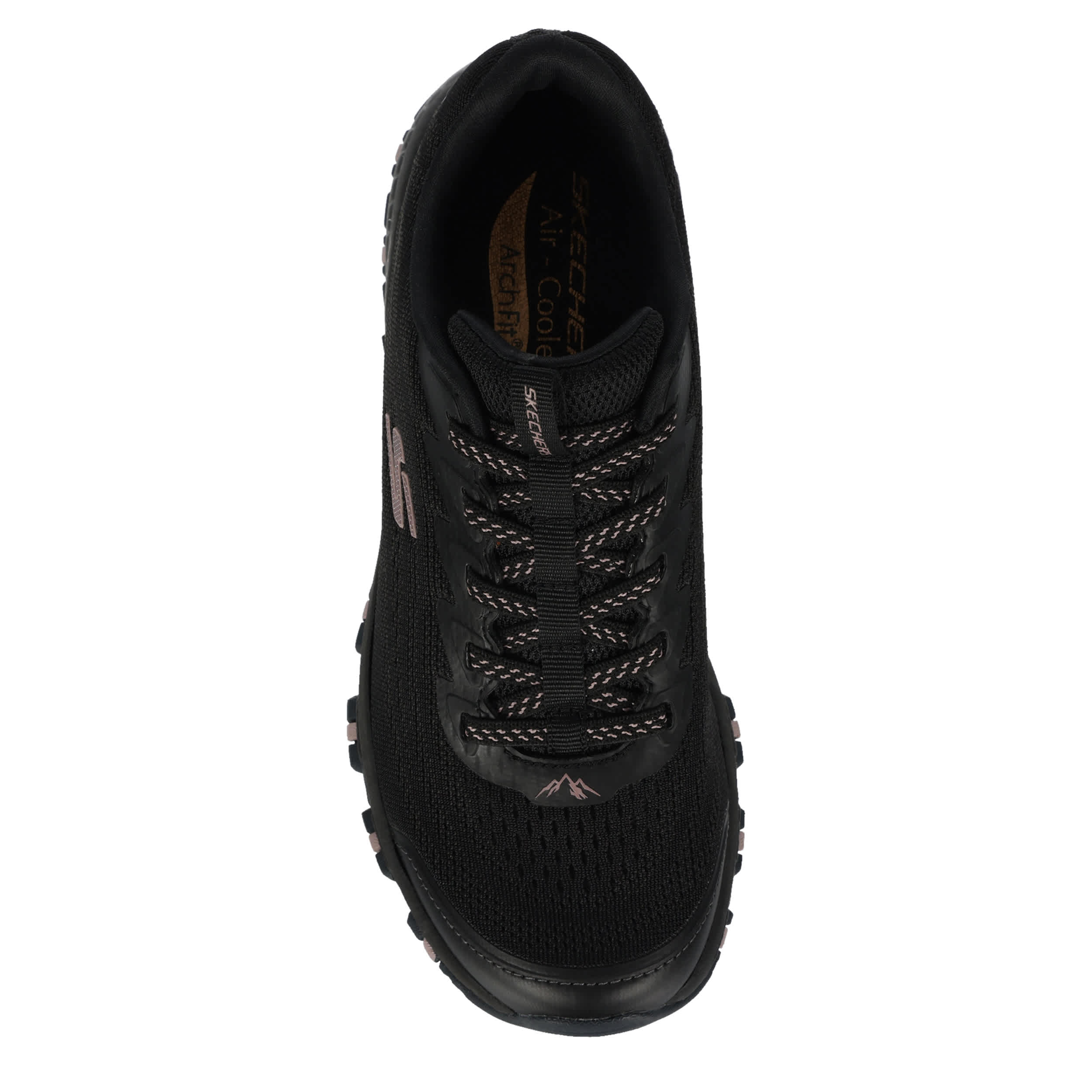 SKECHERS-WOMENS ARCH FIT HILLCREST SNEAKER-BLACK & ROSE GOLD