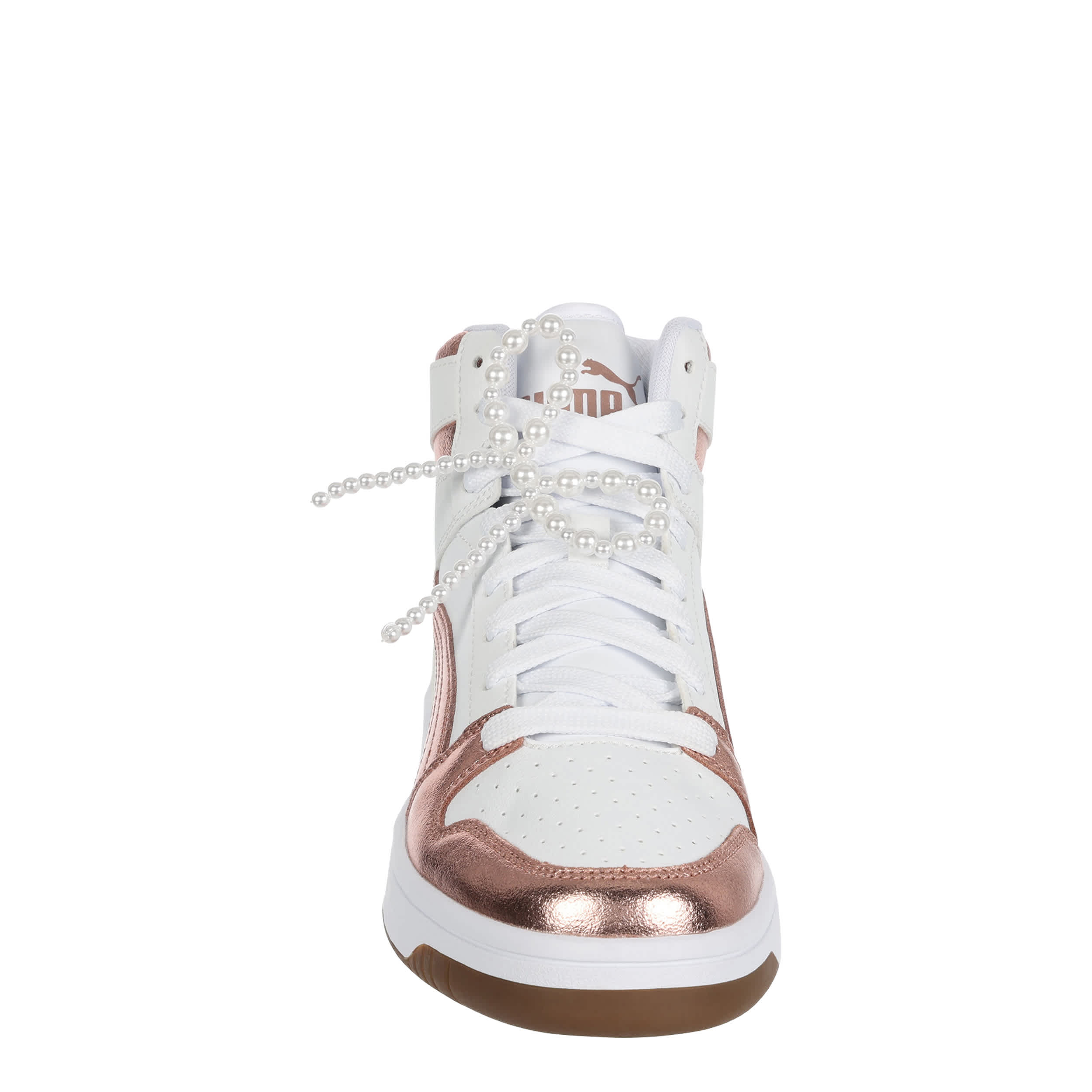 PUMA-WOMENS REBOUND LAYUP SNEAKER-ROSE GOLD & WHITE