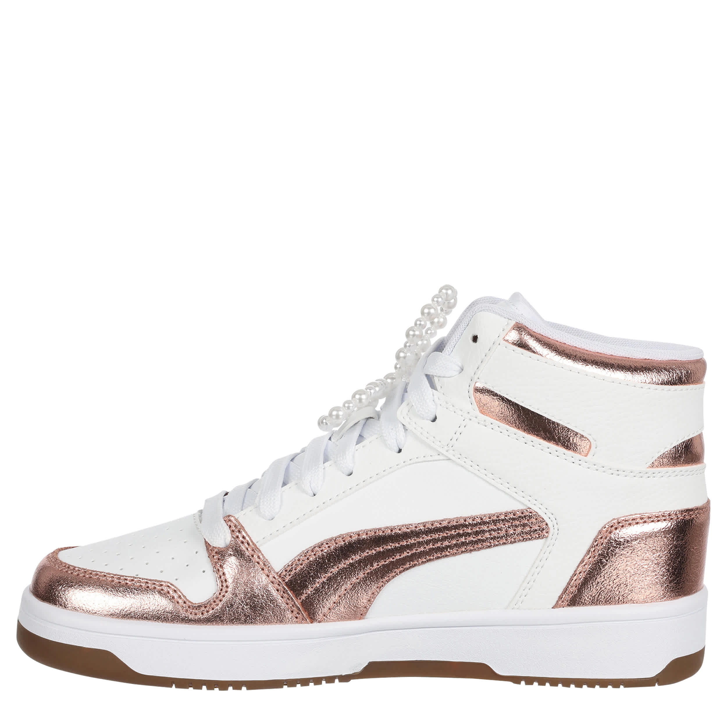 PUMA-WOMENS REBOUND LAYUP SNEAKER-ROSE GOLD & WHITE