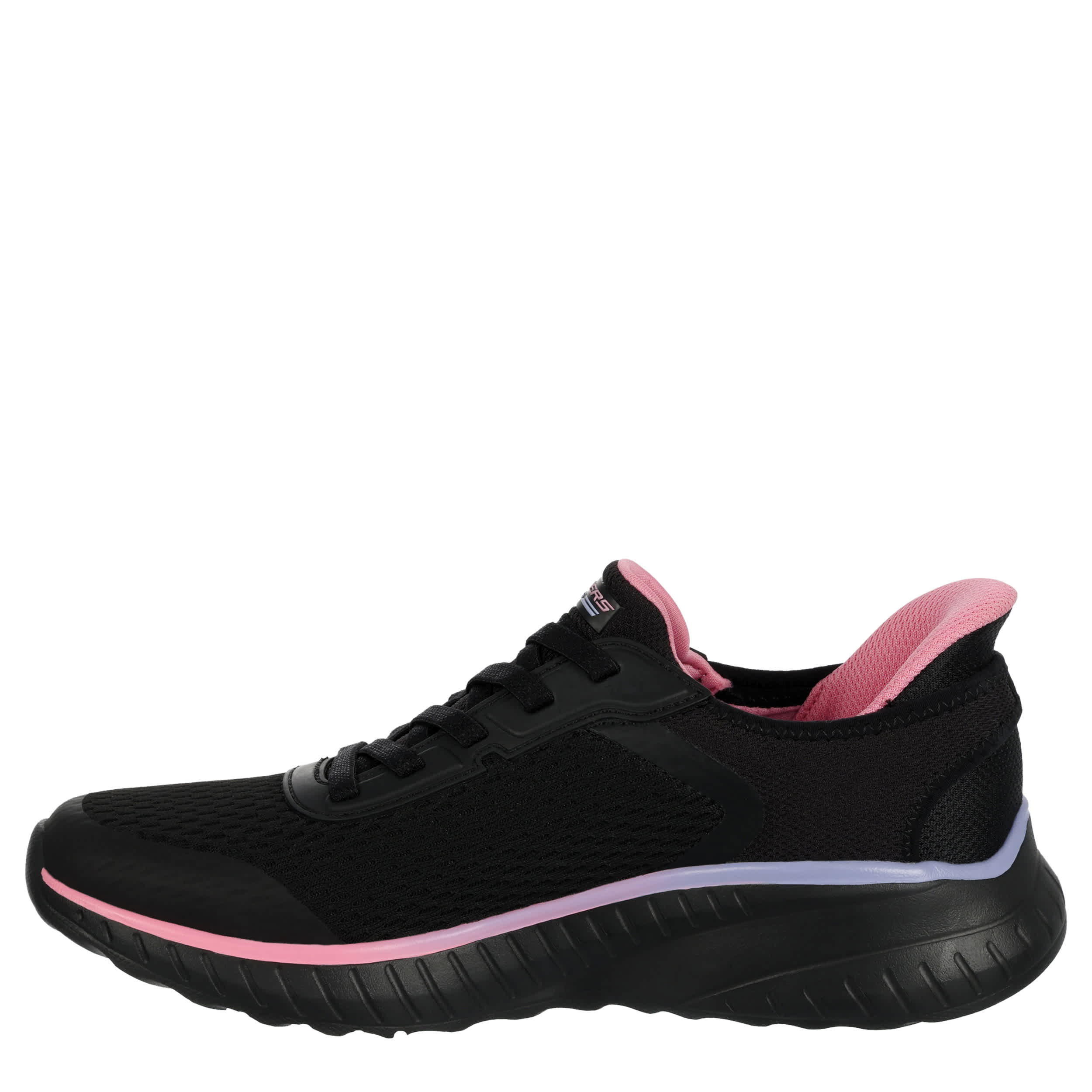 SKECHERS-WOMENS SLIP-INS SQUAD CHAOS SNEAKER-BLACK & MULTICOLOR